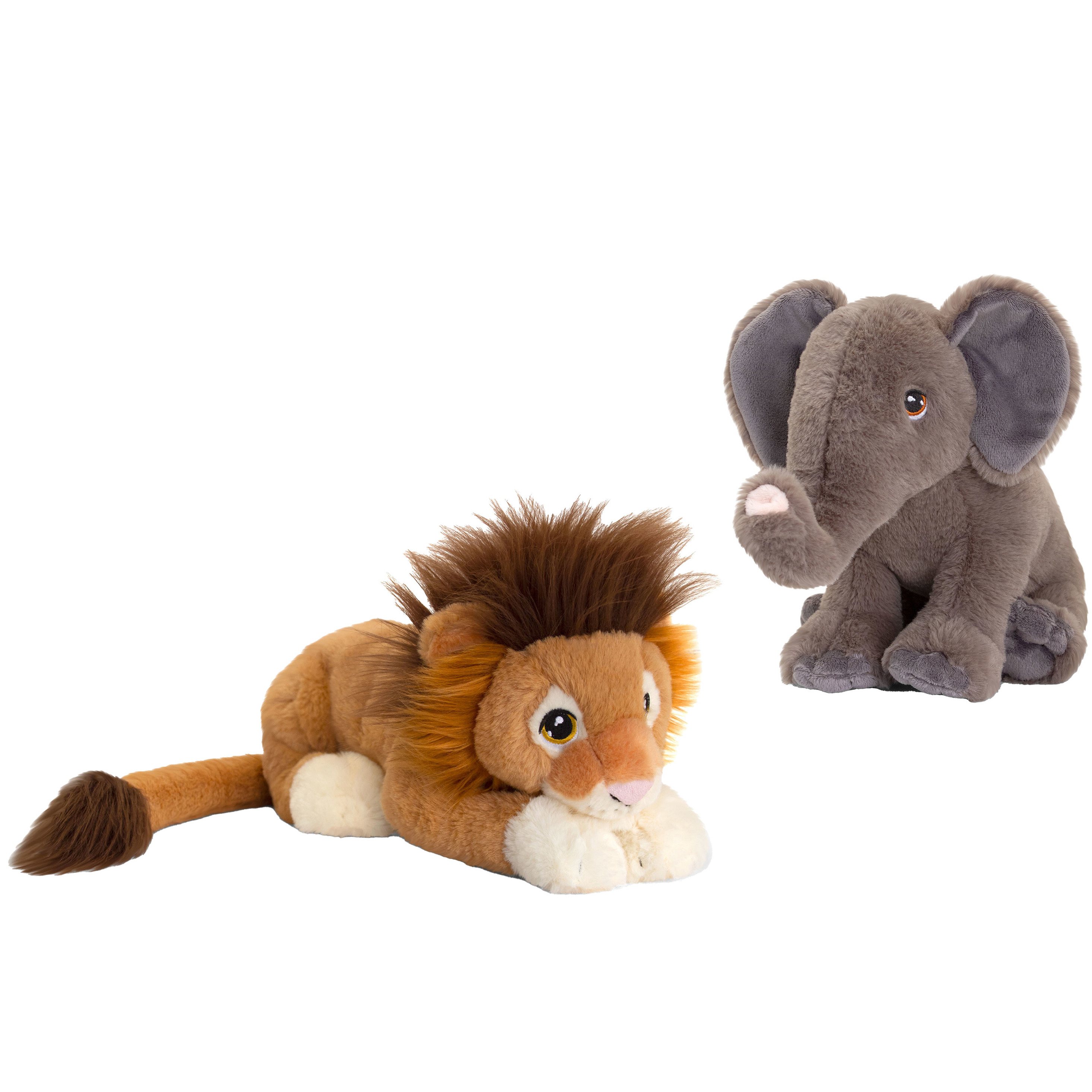 Keel Toys Pluche knuffel dieren vriendjes set leeuw en olifant 25 cm