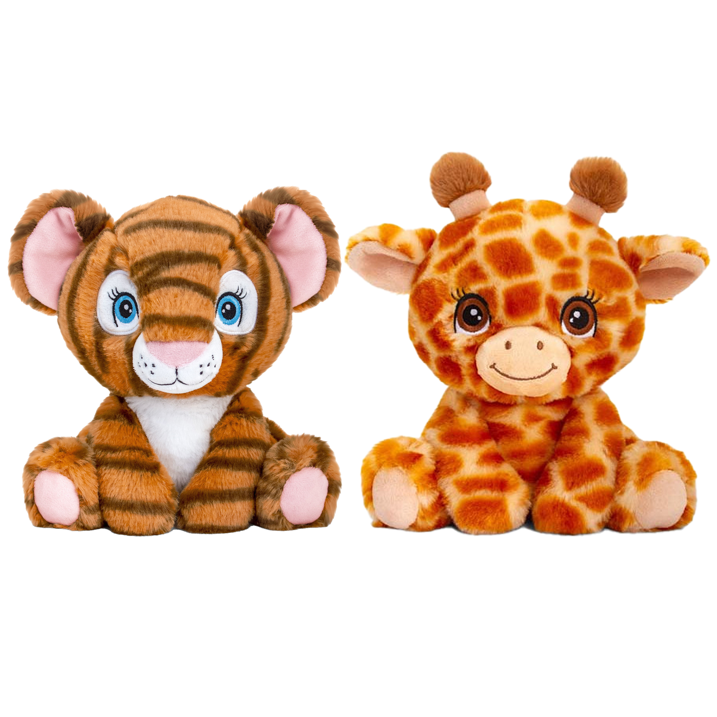 Keel Toys Pluche knuffel dieren vriendjes set tijger en giraffe 25 cm