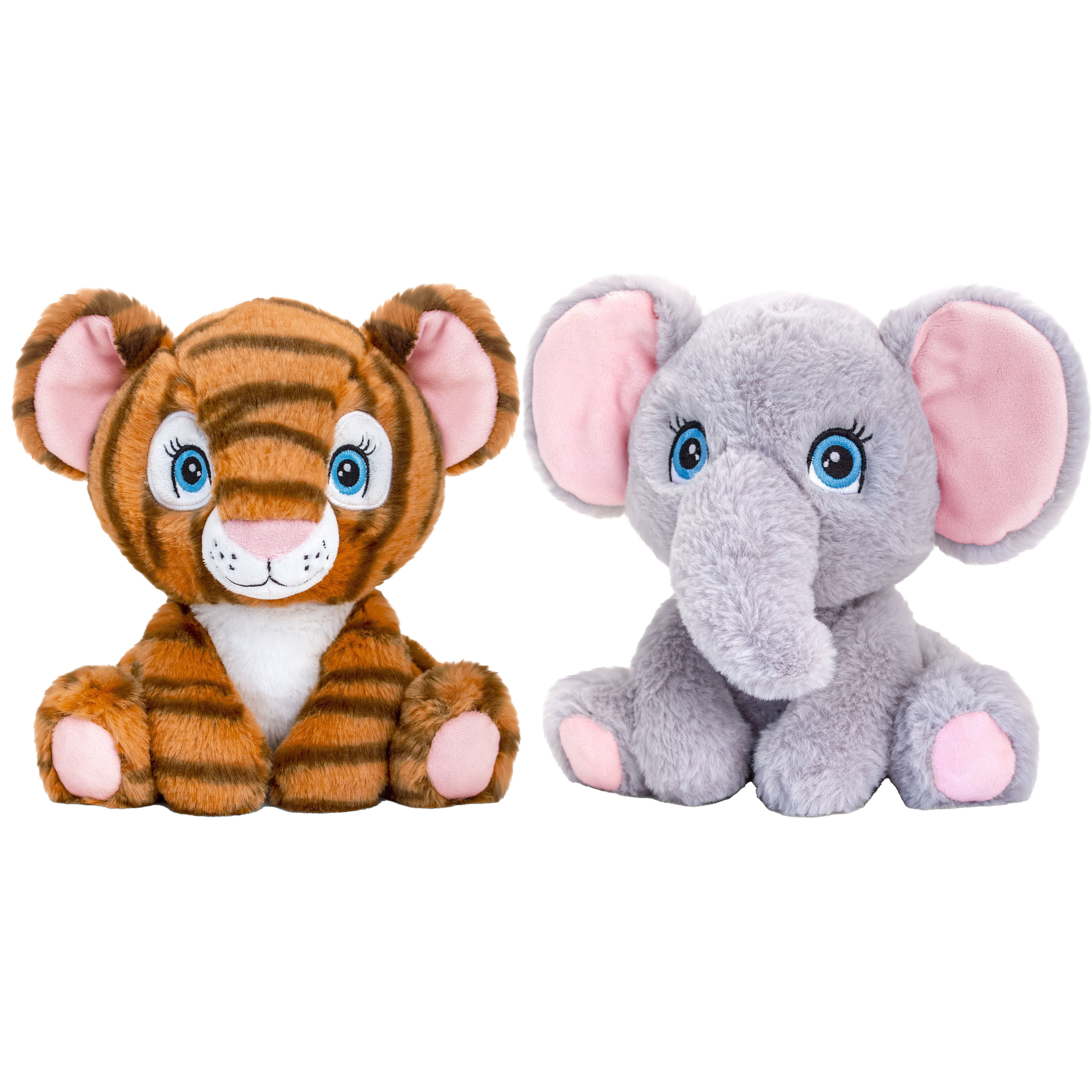 Keel Toys Pluche knuffel dieren vriendjes set tijger en olifant 25 cm