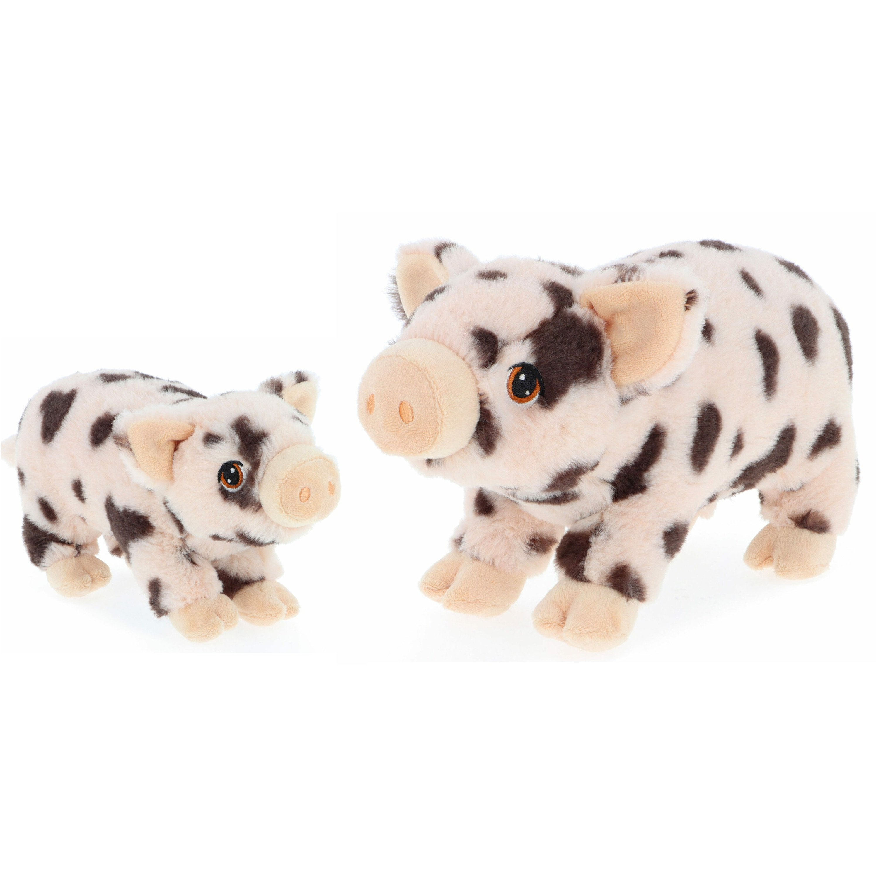 Merkloos Keel Toys pluche varkens knuffeldieren - gevlekt roze - staand - 18 en 28 cm -