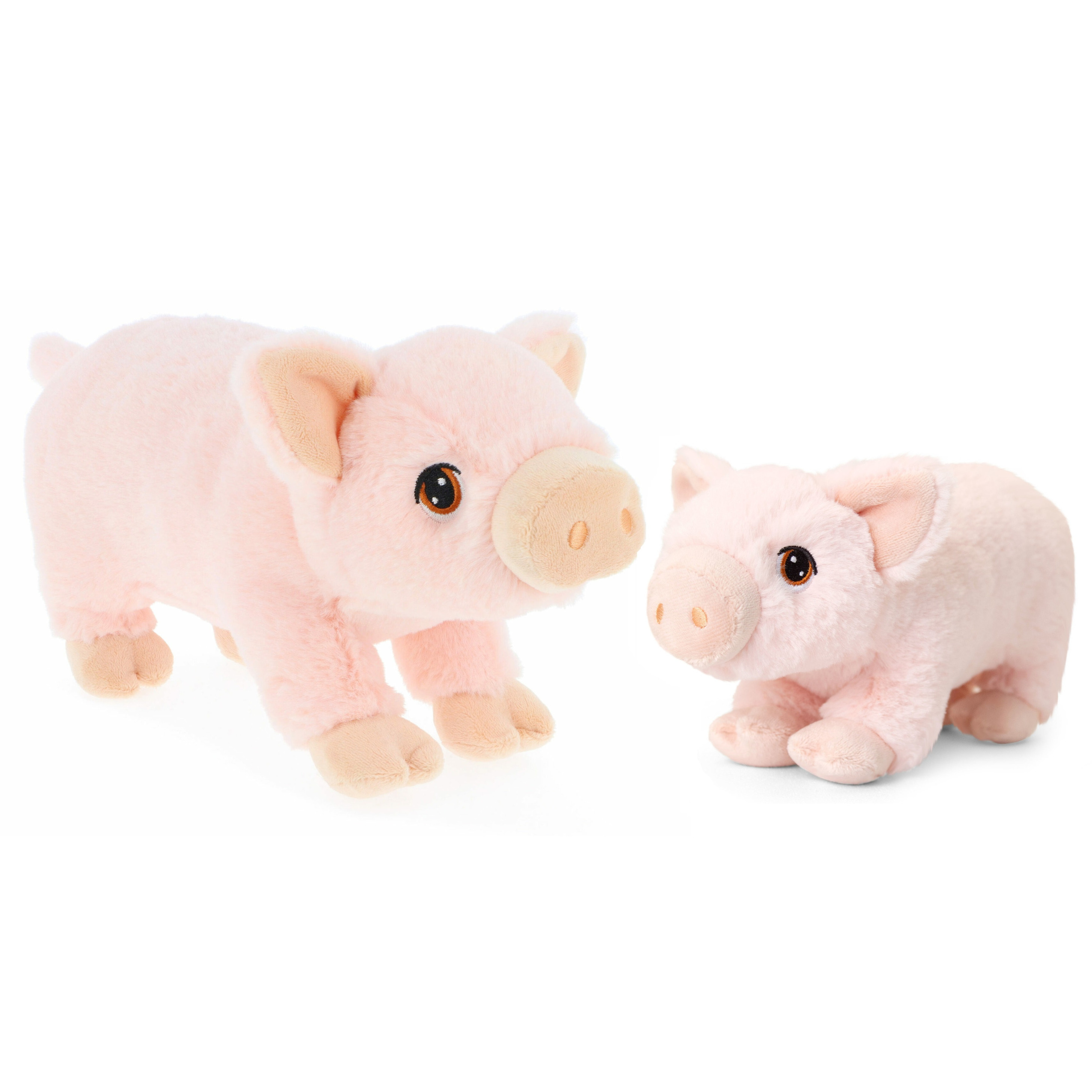 Merkloos Keel Toys pluche varkens knuffeldieren - roze - staand - 18 en 28 cm -