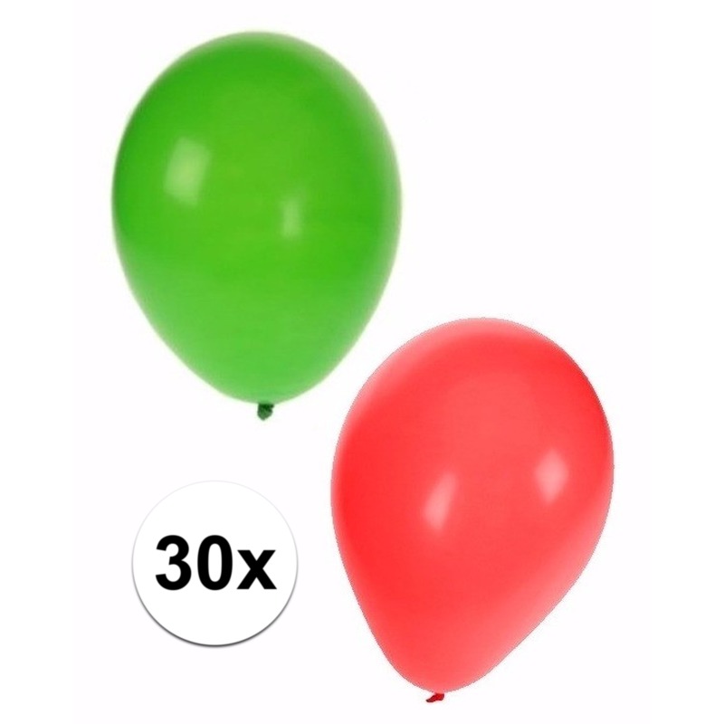 Kerst ballonnen 30 stuks groen/rood -