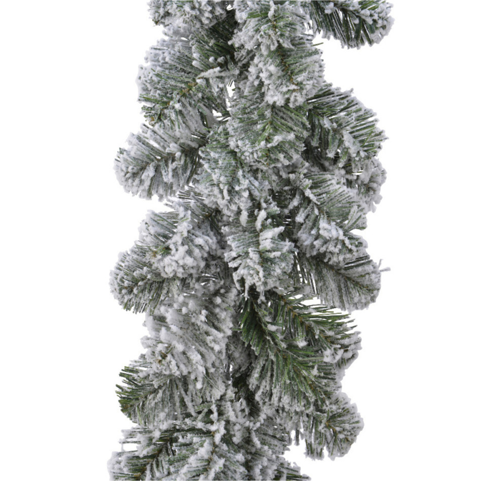 Kerst dennenslinger guirlande groen met sneeuw 20 x 270 cm -
