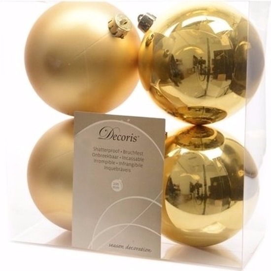 Kerst kerstballen goud 10 cm Christmas Gold 4 stuks -