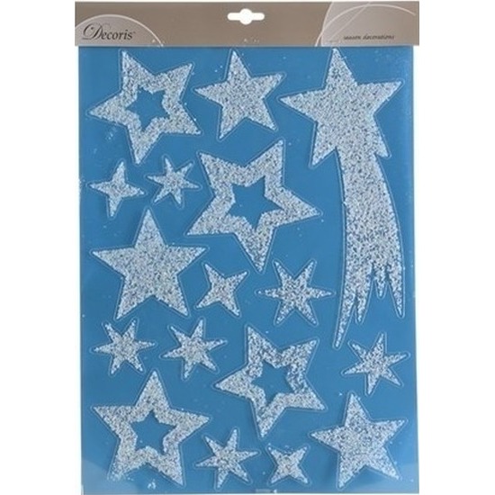 Kerst raamstickers-raamdecoratie glitter sterren 30 x 40 cm