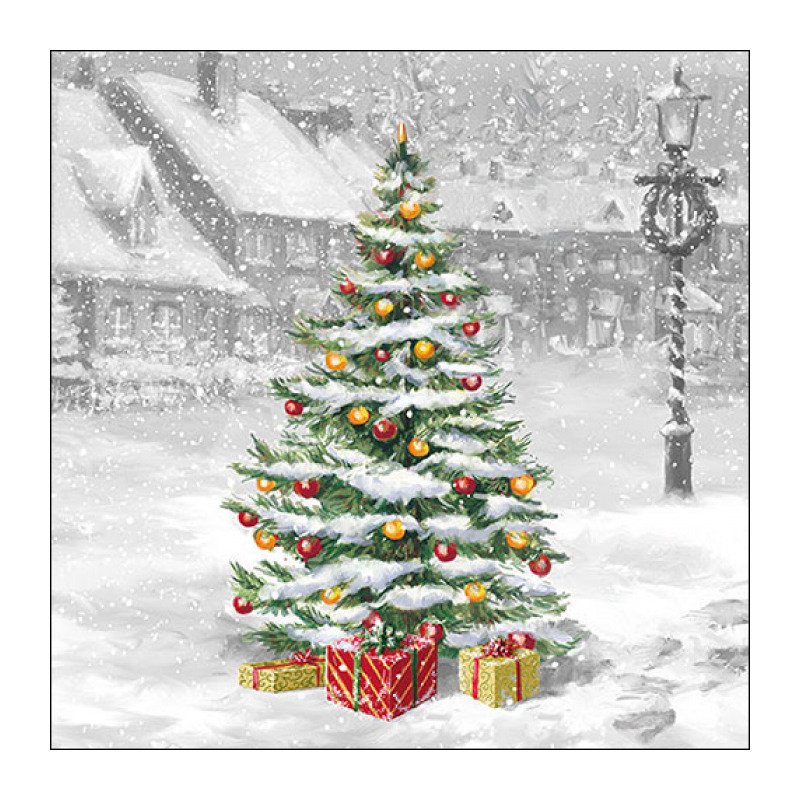 Kerst thema servetten 20x st 33 x 33 cm winter kerstboom
