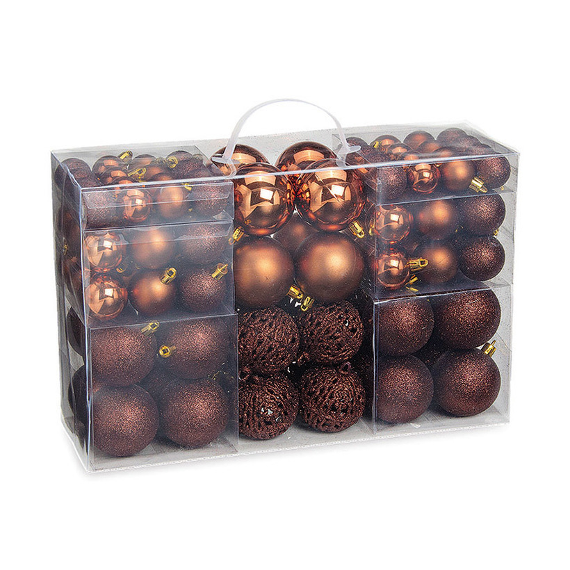 Kerstballen 100x st bruin 3, 4 en 6 cm kunststof kerstversiering