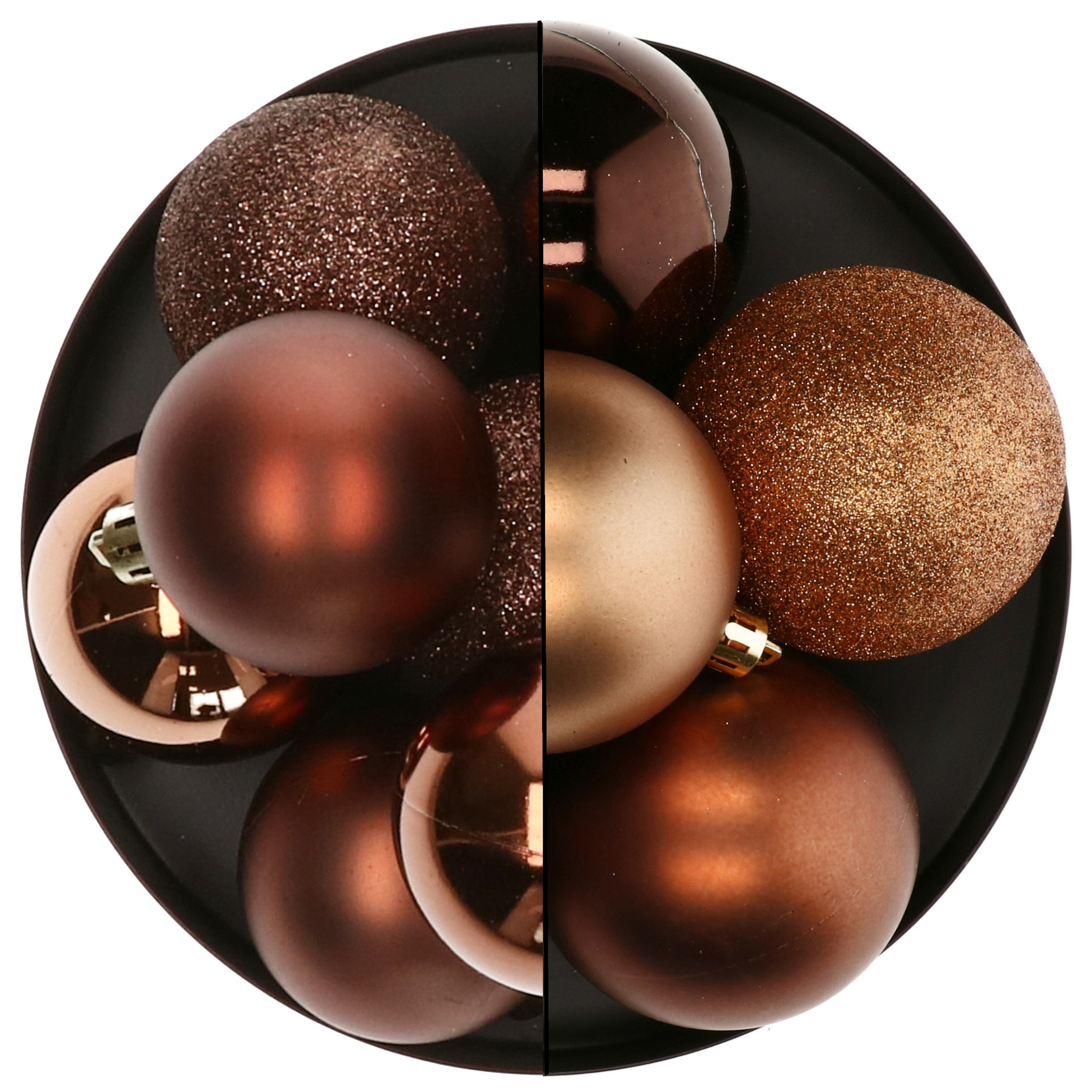 Kerstballen 13x st brons 5 en 7 cm kunststof kerstversiering