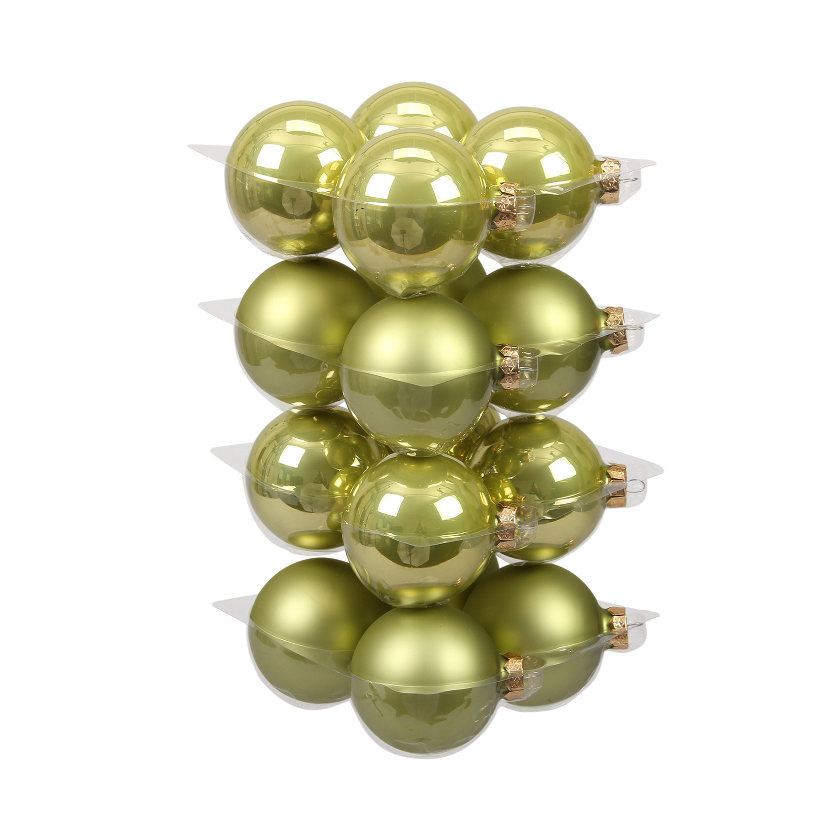 Kerstballen 16x st salie groen 8 cm glas kerstversiering