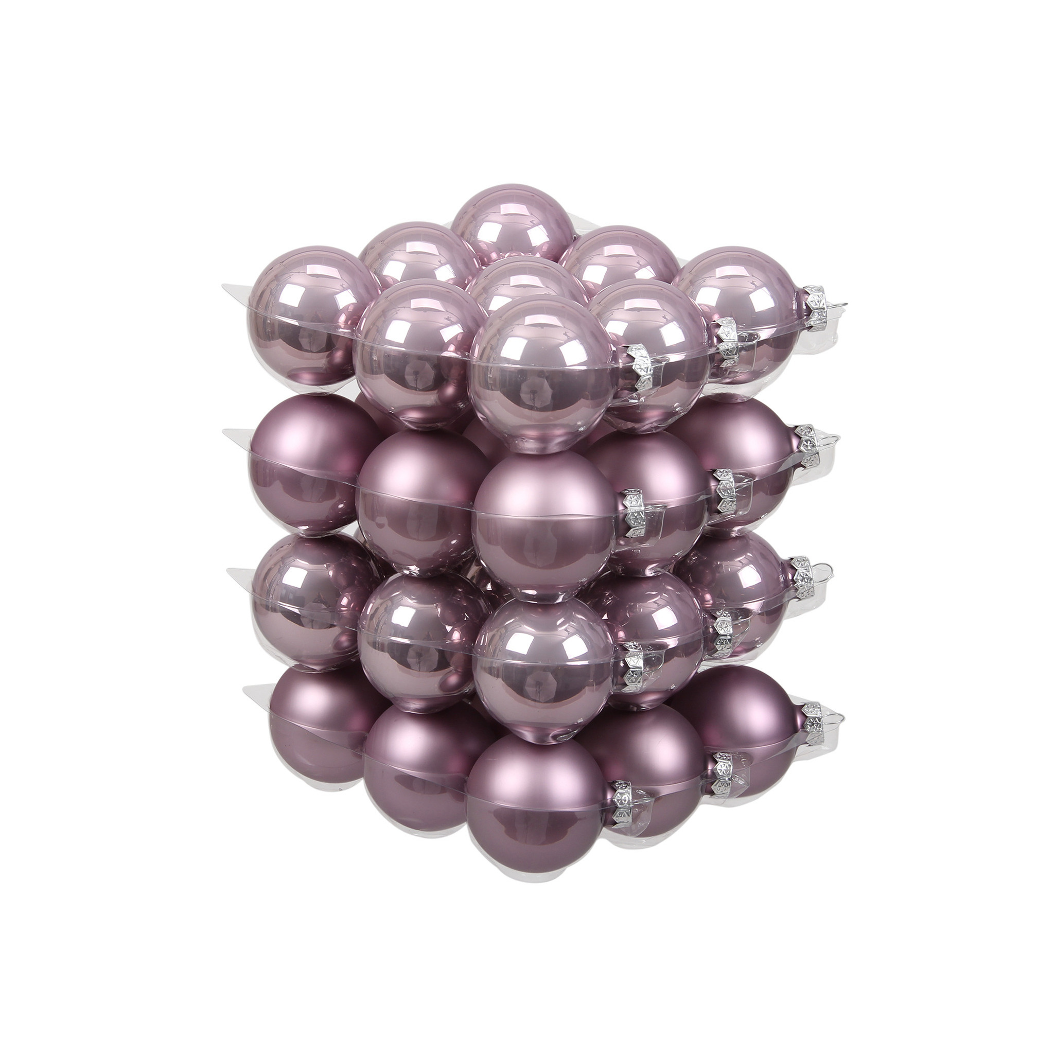 Kerstballen 36x st salie paars-lichtpaars 6 cm glas mat-glans