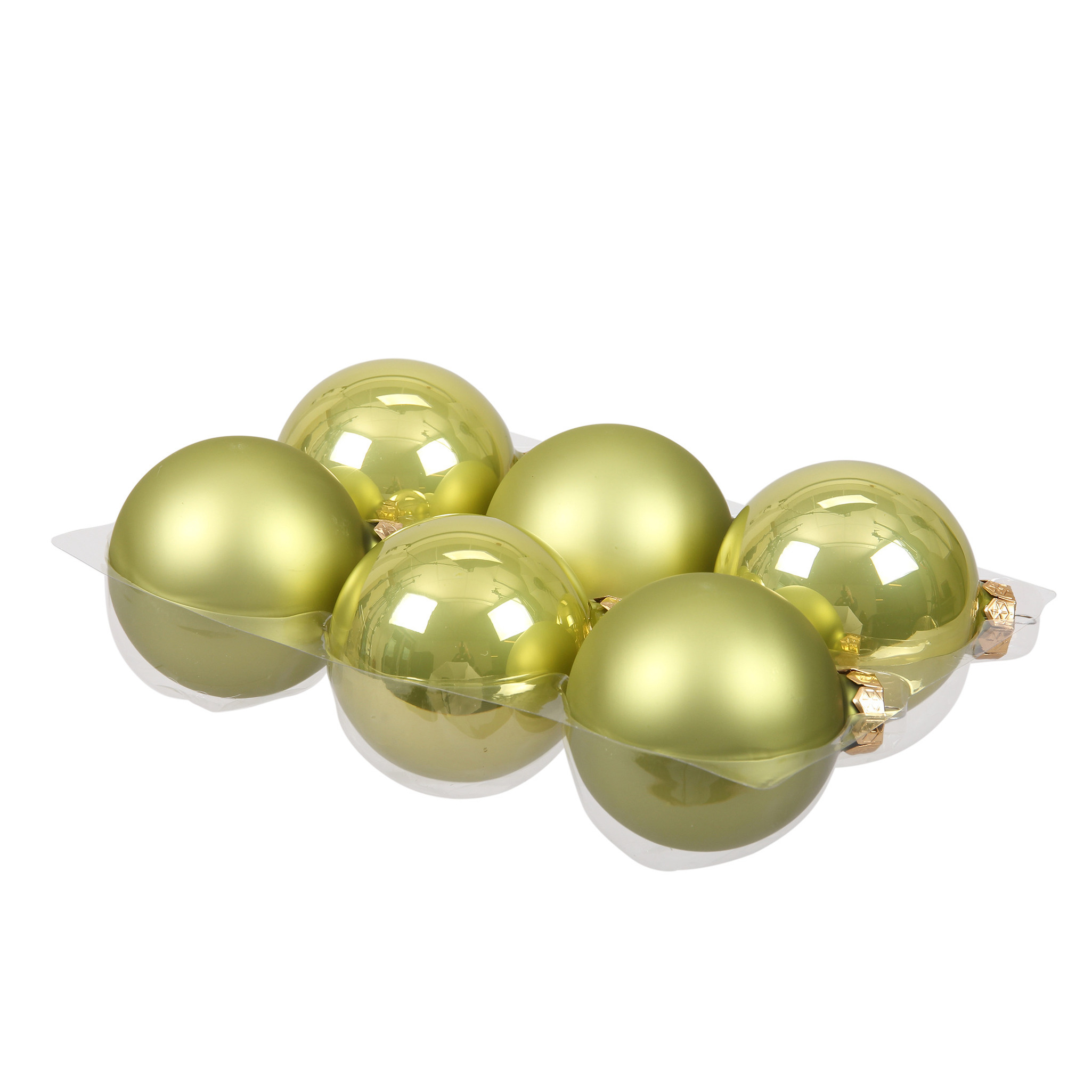 Kerstballen 6x st salie groen 8 cm glas mat-glans kerstversiering