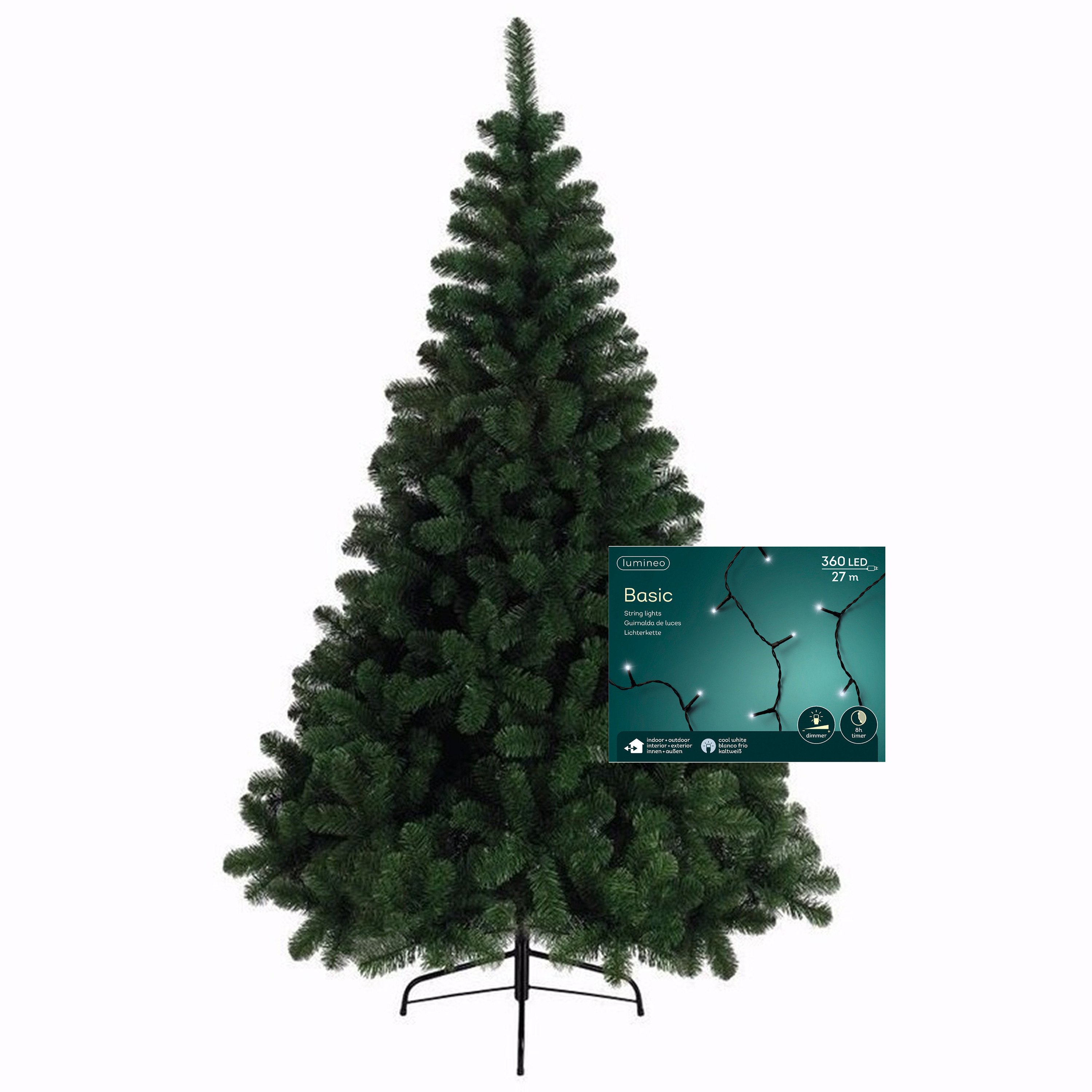 Kerstboom 240 cm incl. kerstverlichting lichtsnoer helder wit
