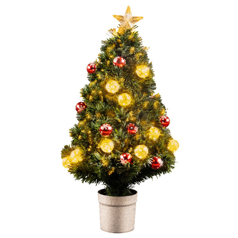 Kerstboom-kunst kerstboom met warm witte verlichting 90 cm