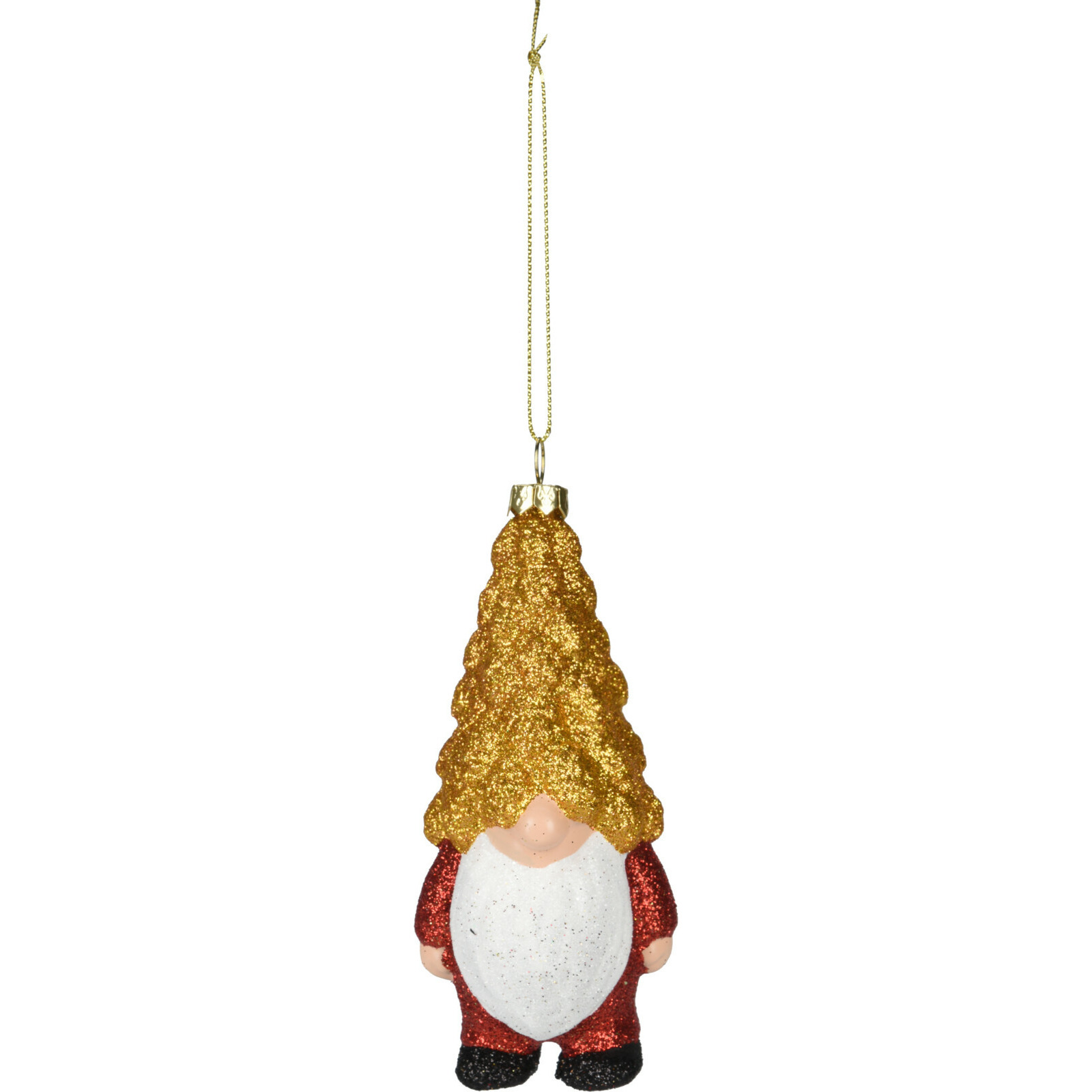 Kersthanger gnome-dwerg-kabouter kunststof 12,5 cm gele muts
