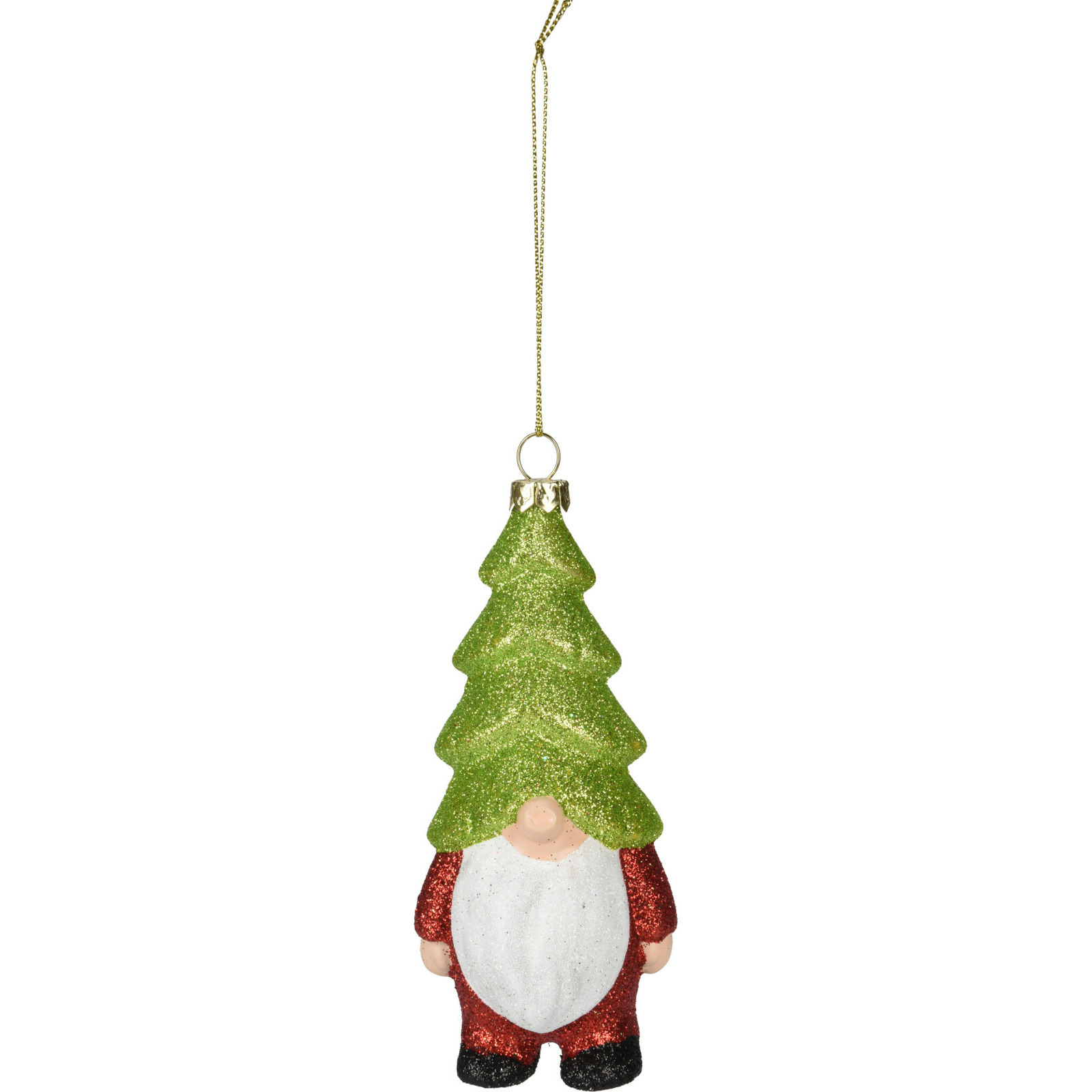 Kersthanger gnome-dwerg-kabouter kunststof 12,5 cm groene muts