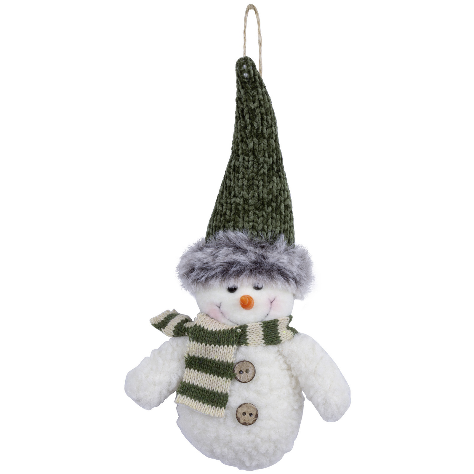 Kersthanger-kerstornament sneeuwpop knuffeltje 15 cm pluche -kerstmuts
