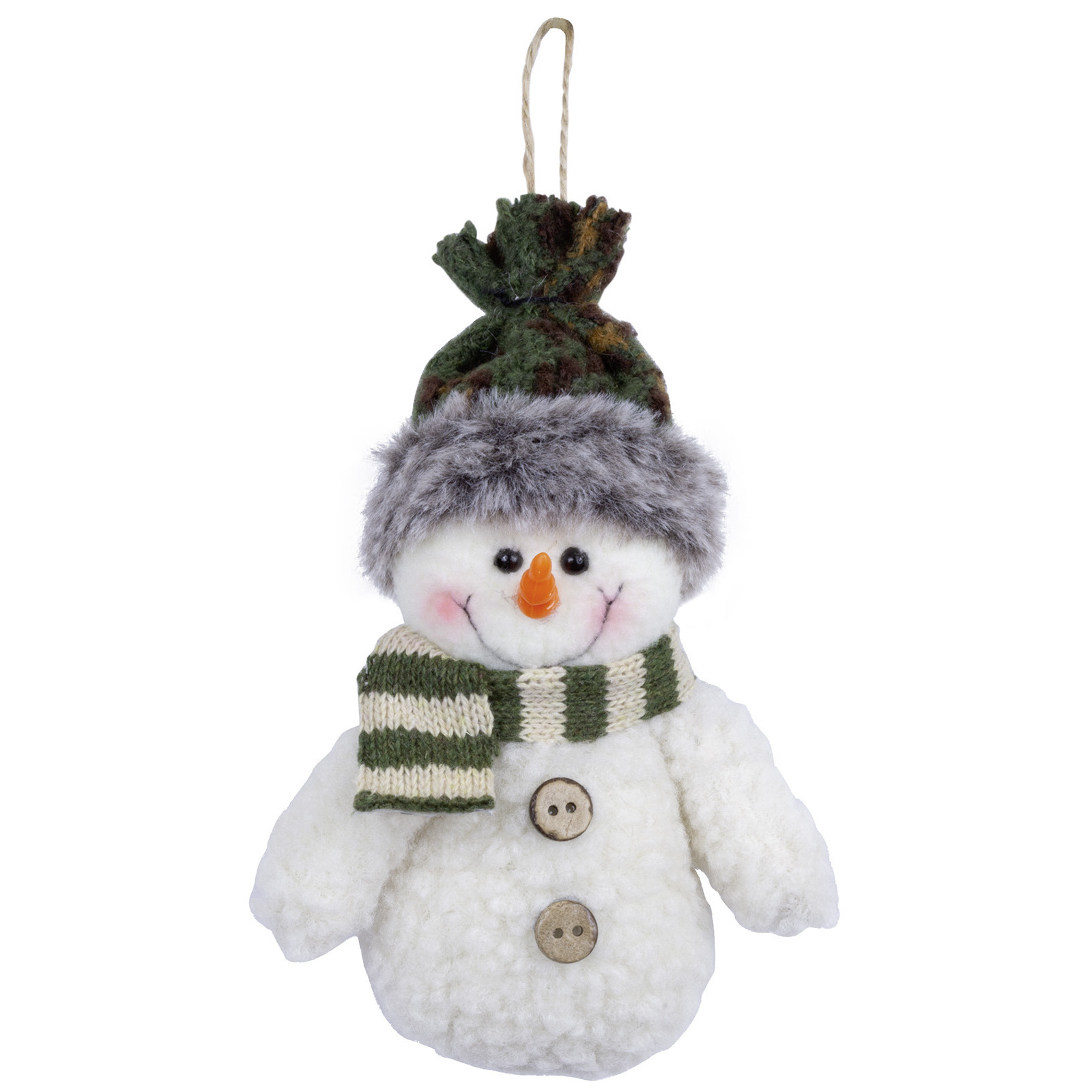 Kersthanger-kerstornament sneeuwpop knuffeltje 15 cm pluche