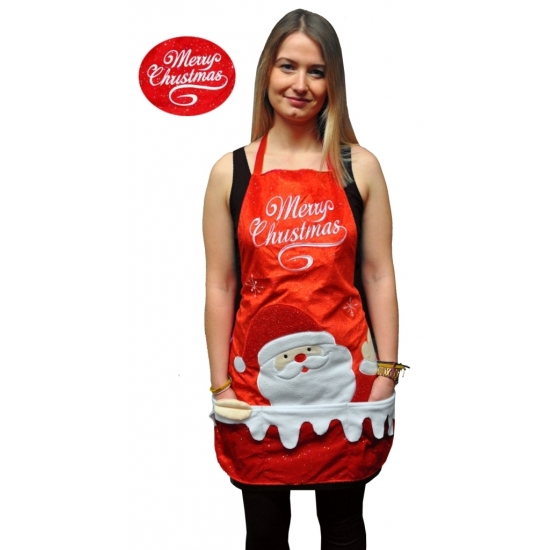 Kerstkleding schort Merry Christmas One size -