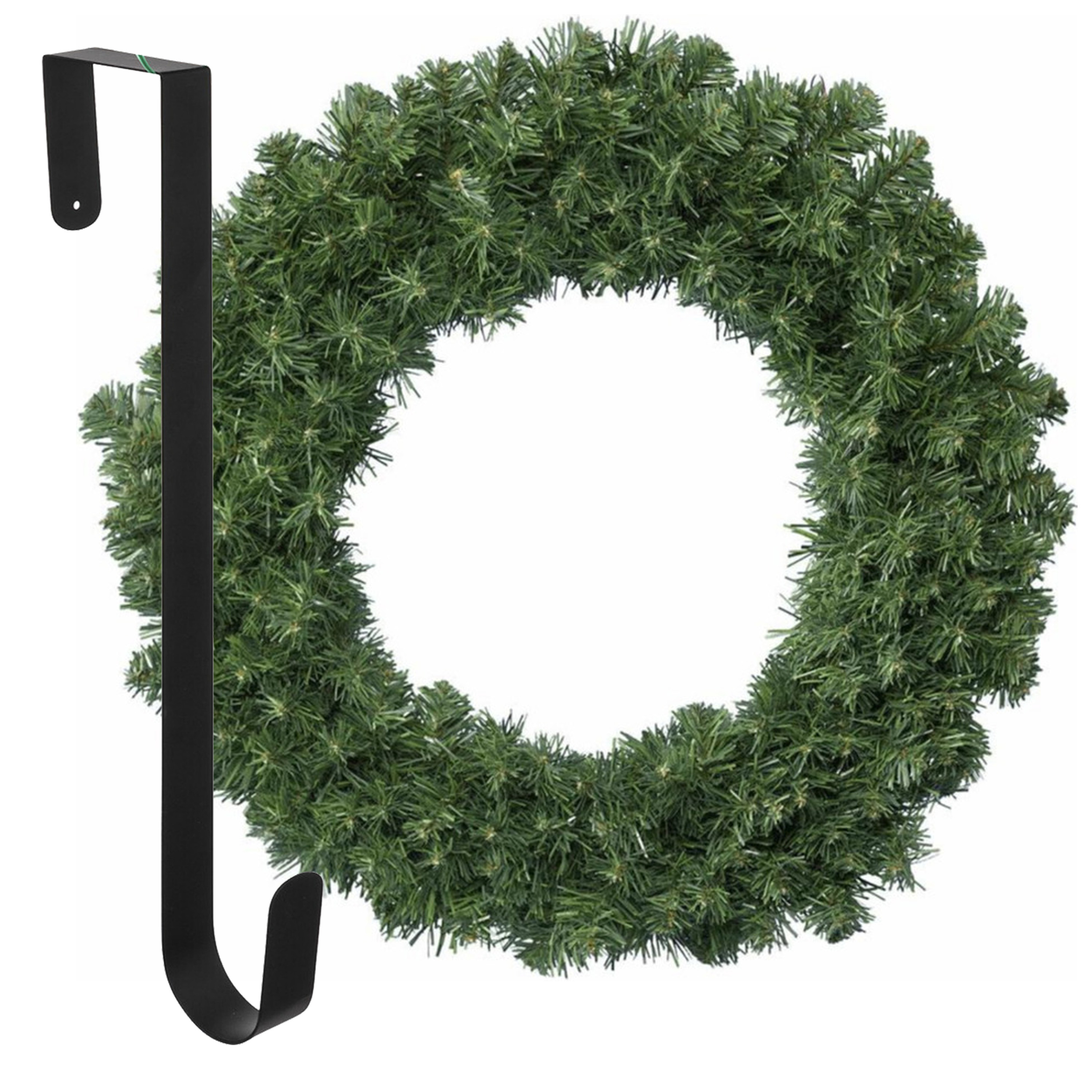 Kerstkrans 35 cm groen met hanger-ophanghaak kerstversiering