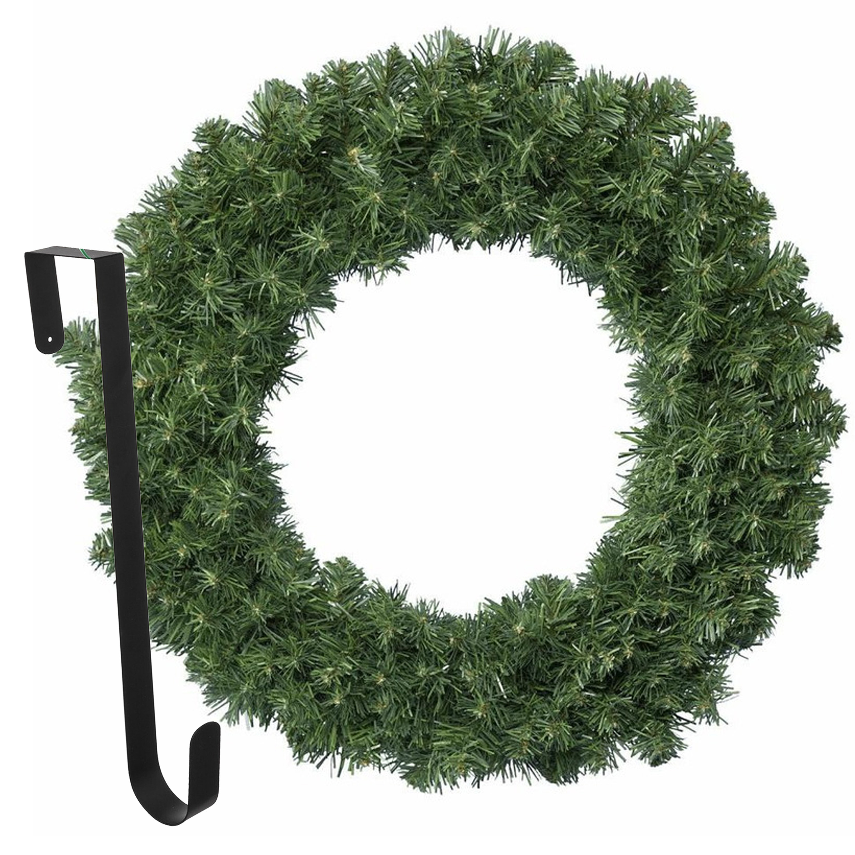Kerstkrans 60 cm groen met hanger-ophanghaak kerstversiering