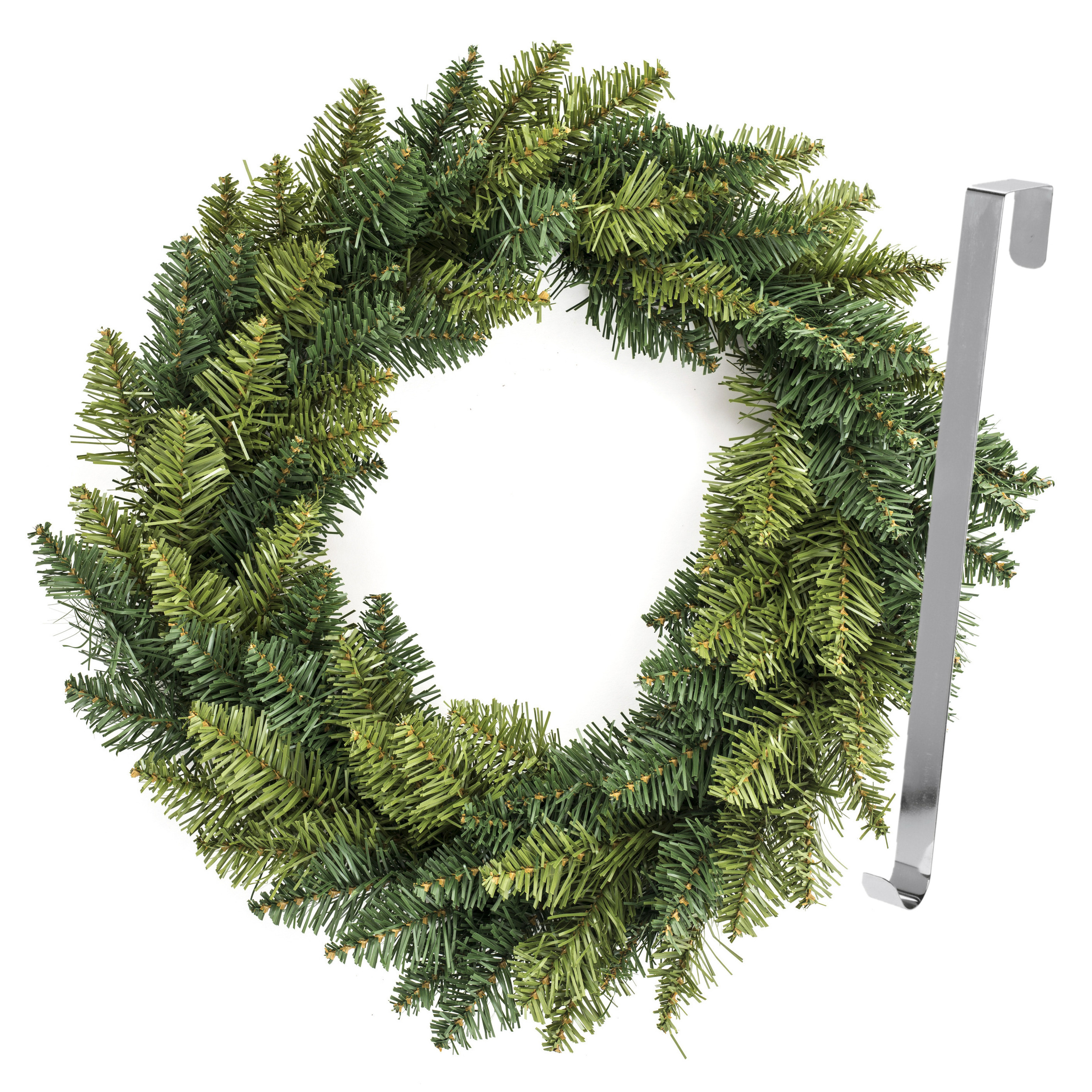 Kerstkrans-dennenkrans groen incl. hanger D40 cm kunststof