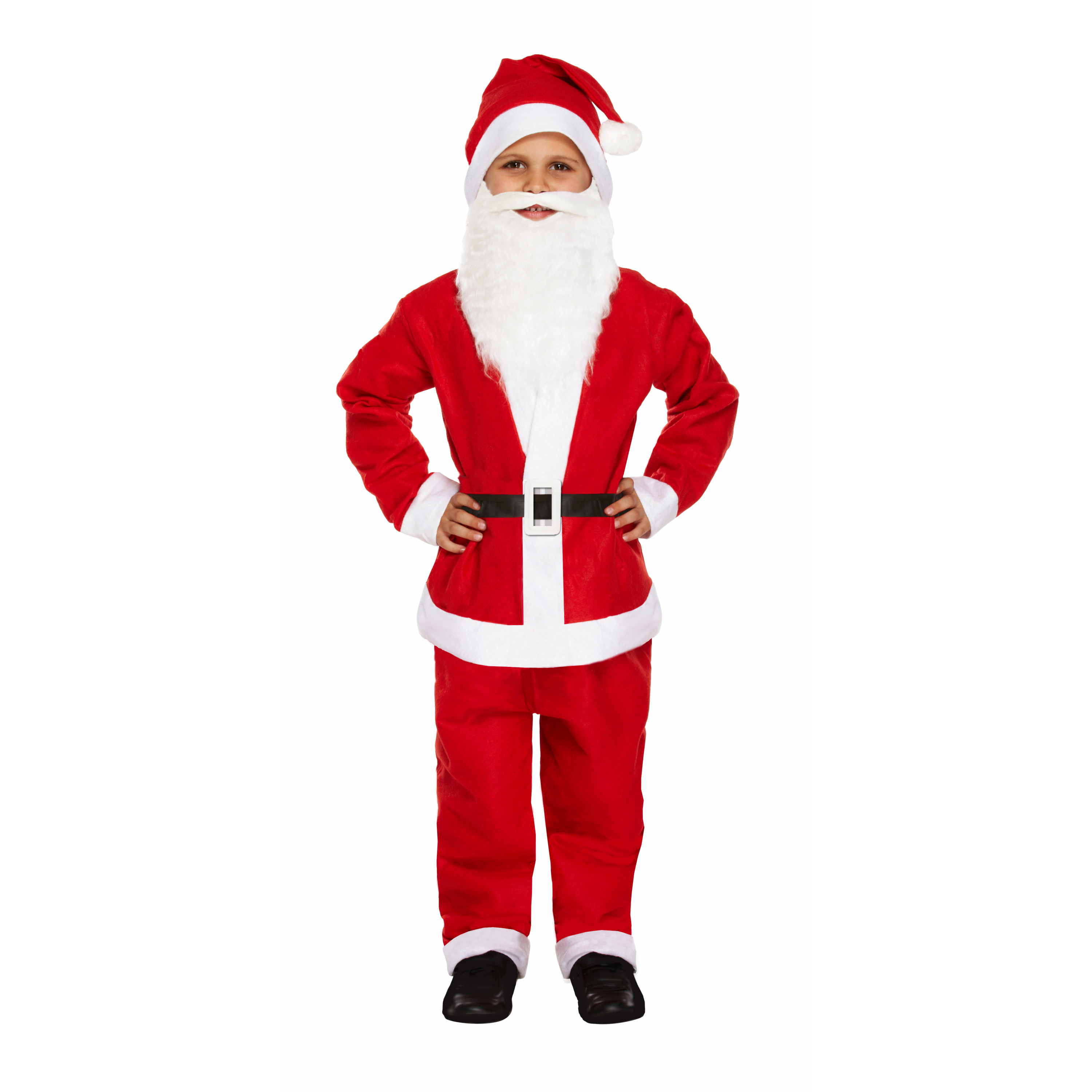 Kerstman kostuum met kerstmuts en baard-kinderen -maat 10-12 jaar -kerstmannenpak