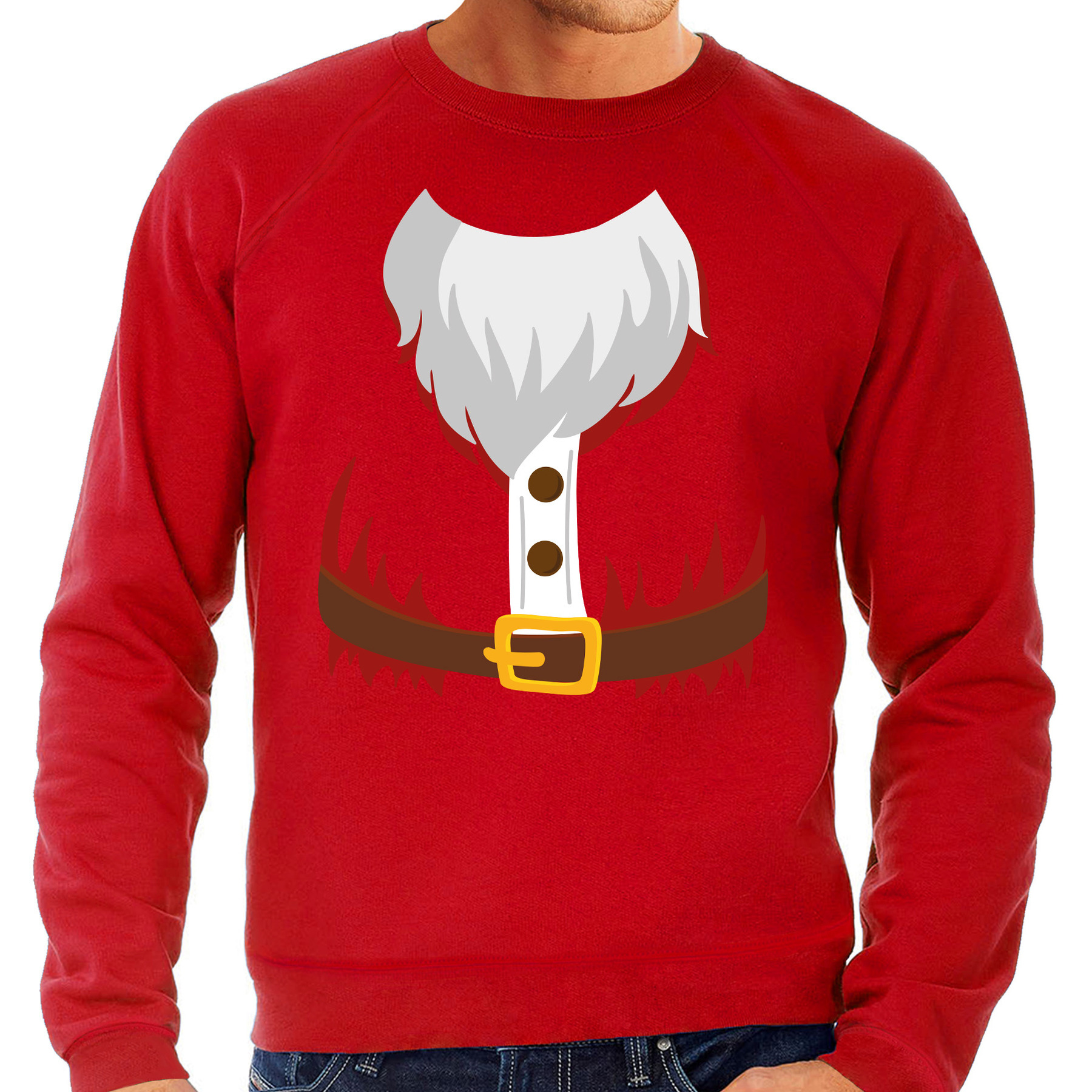 Kerstman kostuum verkleed sweater - trui rood voor heren