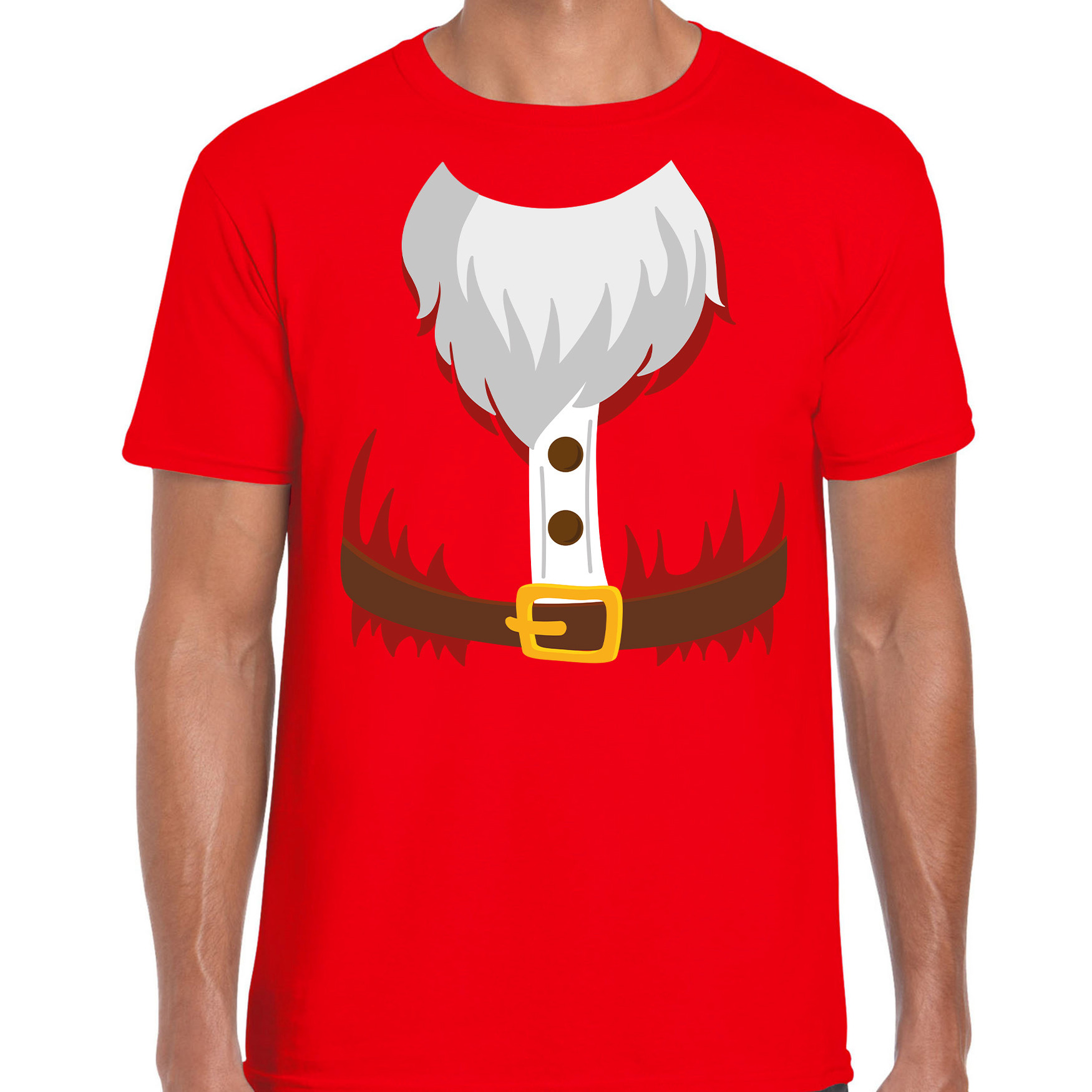 Kerstman kostuum verkleed t-shirt rood voor heren