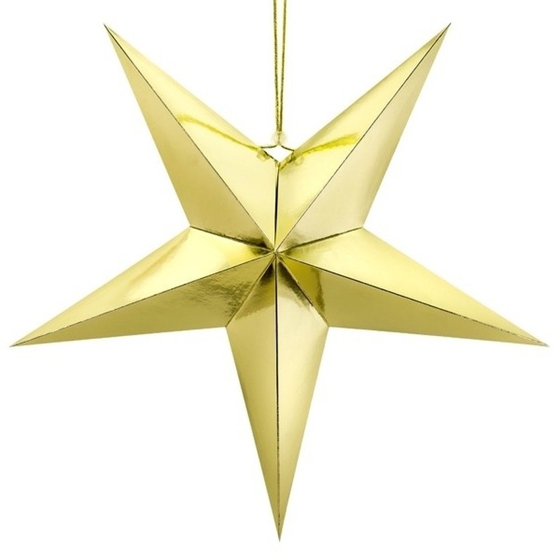 Kerstster decoratie gouden ster lampion 70 cm