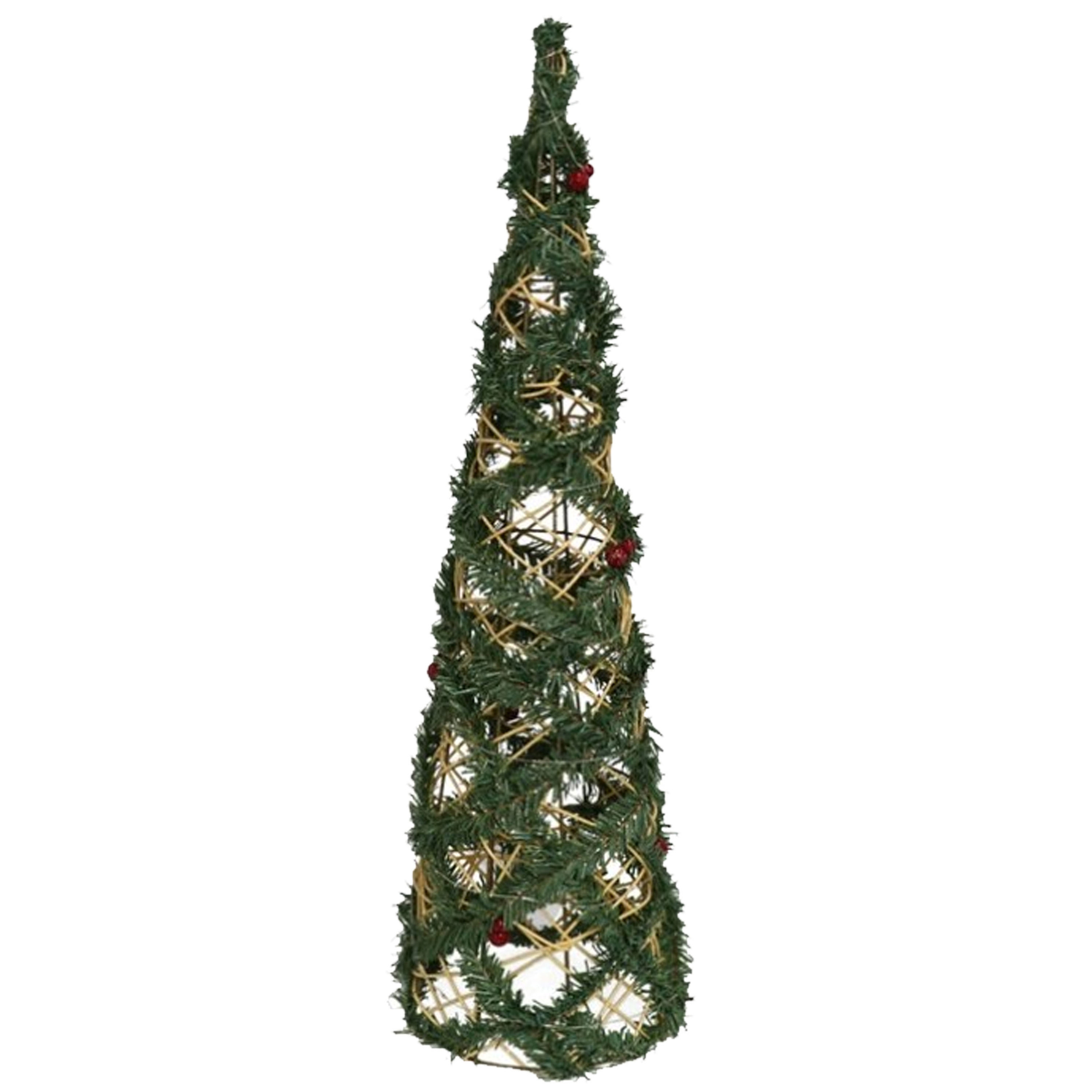 Kerstverlichting figuren Led kegel kerstboom draad-groen 60 cm 30 leds