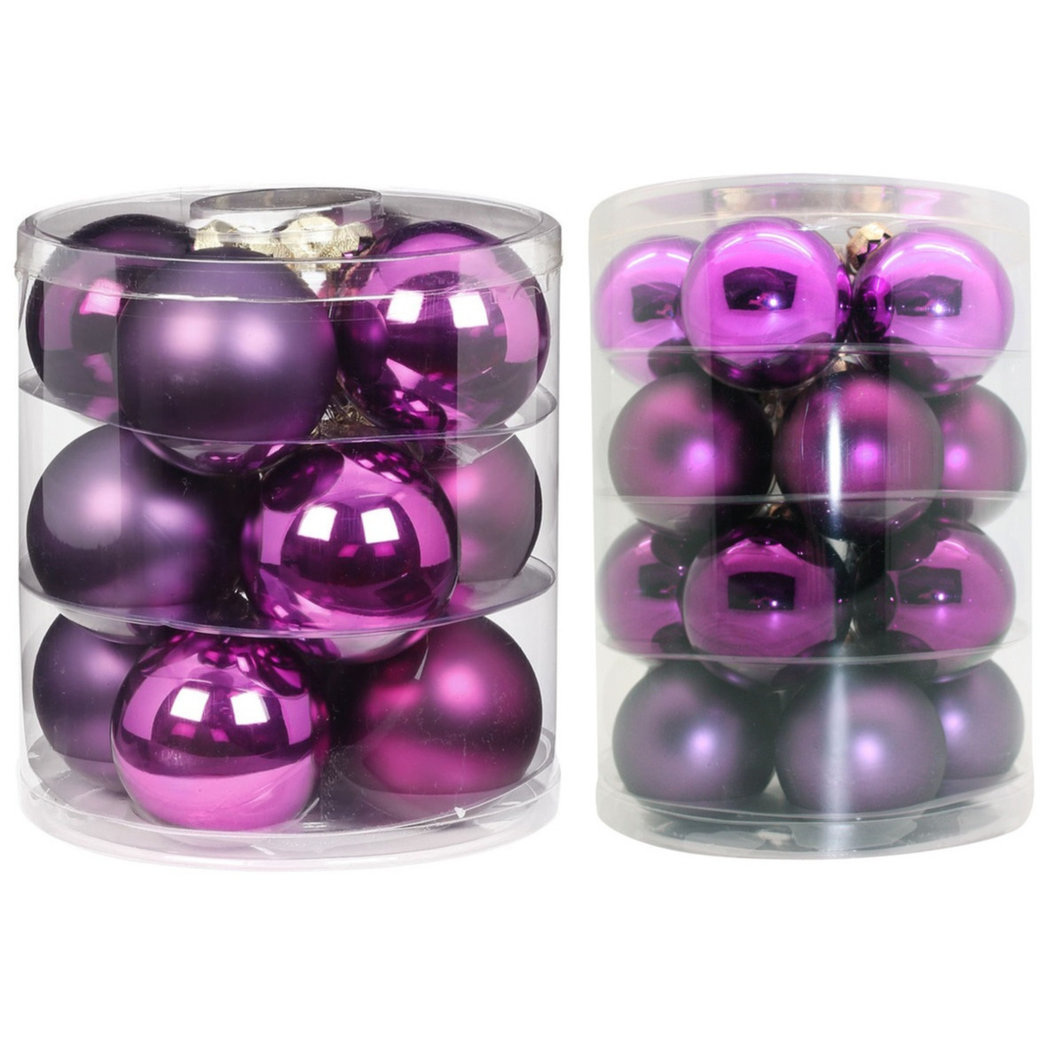 Kerstversiering glazen kerstballen paars 6-8 cm pakket van 32x stuks