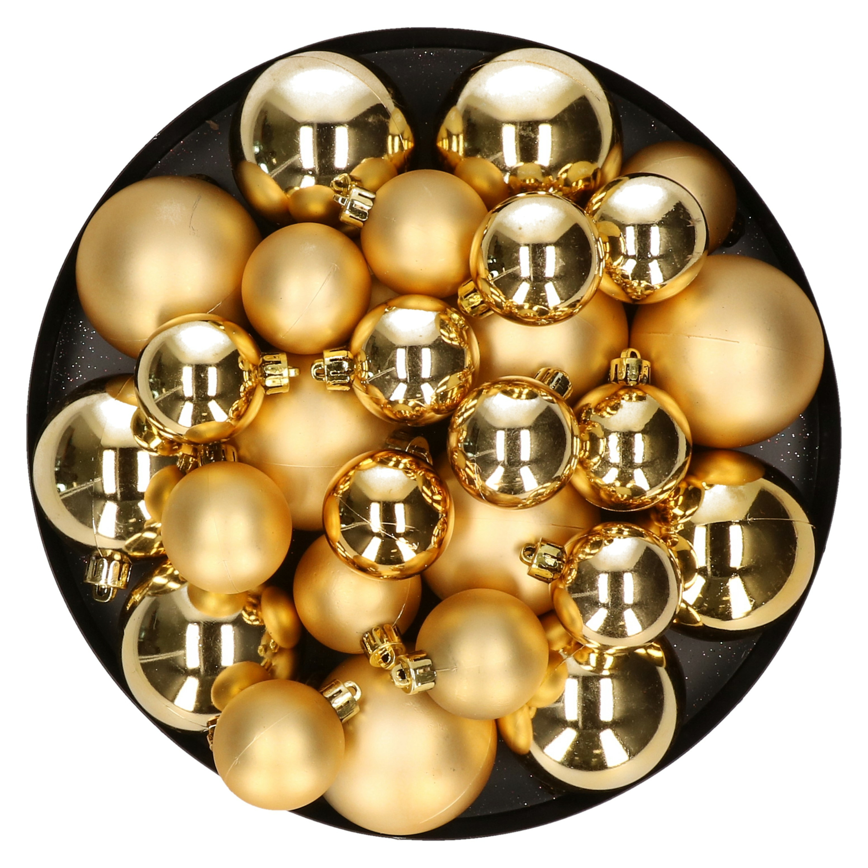 Kerstversiering kunststof kerstballen goud 6-8-10 cm pakket van 44x stuks