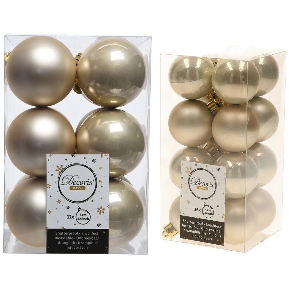 Kerstversiering kunststof kerstballen parel-champagne 4-6 cm pakket van 40x stuks