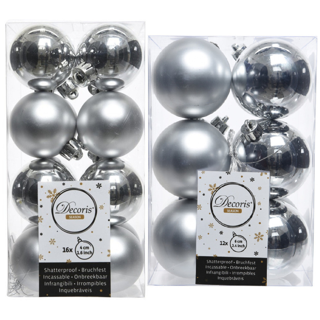 Kerstversiering kunststof kerstballen zilver 4-6 cm pakket van 40x stuks