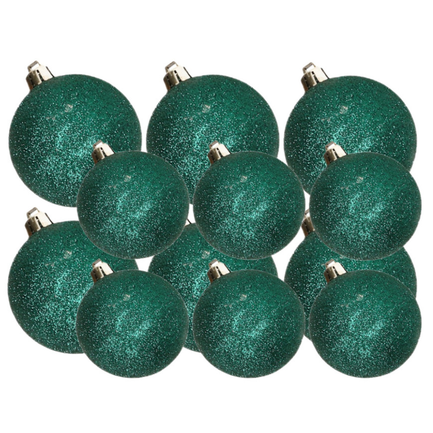 Kerstversiering set glitter kerstballen petrol blauw 6 8 cm pakket van 30x stuks