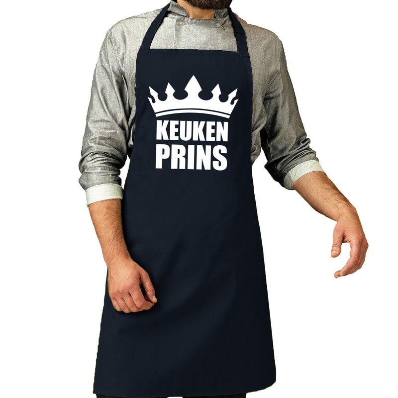 Keuken Prins barbeque schort - keukenschort navy voor heren -
