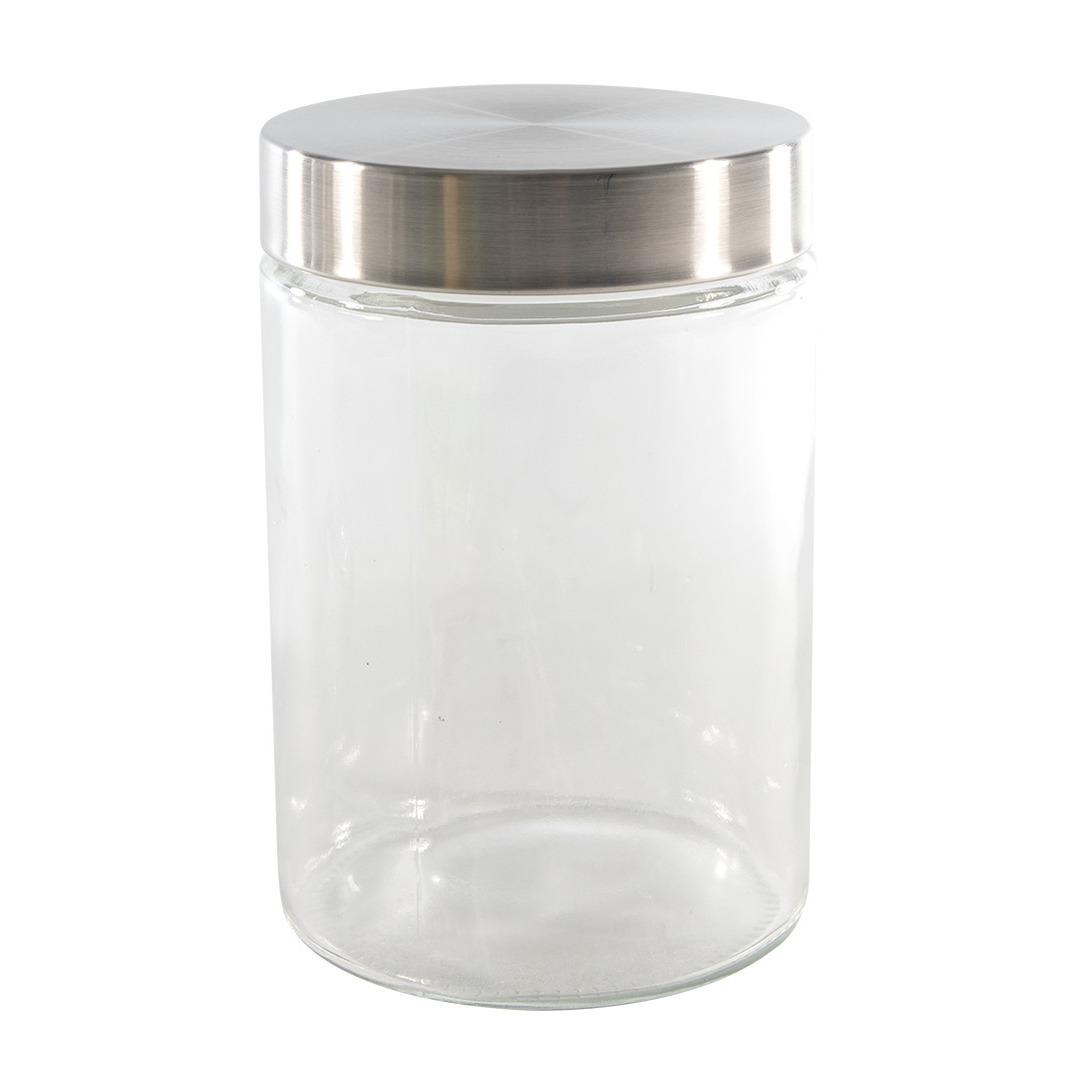 Keuken voorraadpot-bewaarpot 1200 ml glas met RVS deksel
