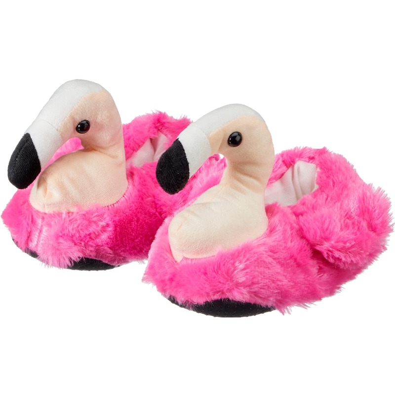 Kinder dieren pantoffels-sloffen flamingo