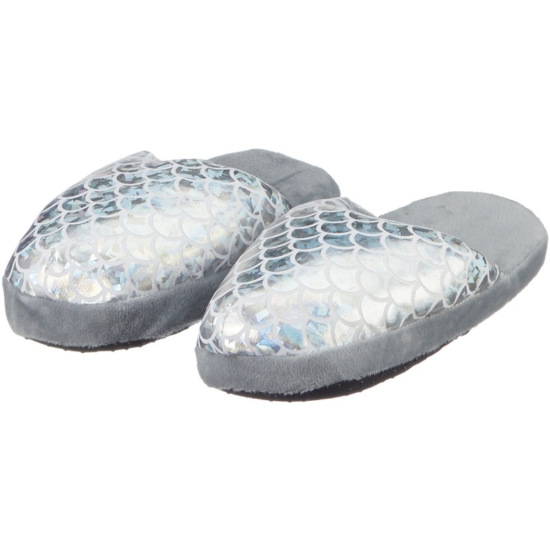 Kinder pantoffels-sloffen zeemeermin zilver slippers