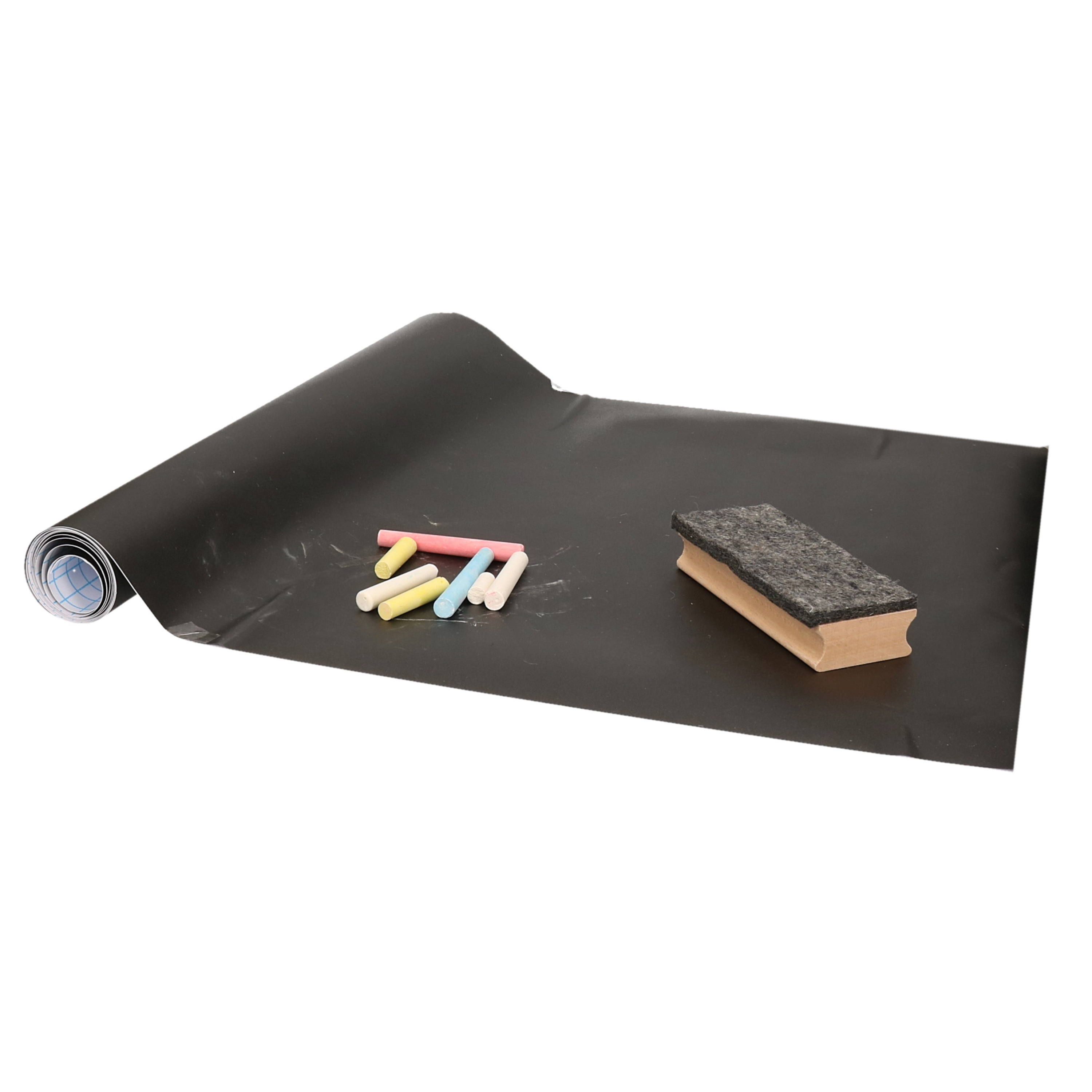 Kinder schoolbord - zelfklevend folie - 45 x 200 cm - incl. krijtjes en wisser -