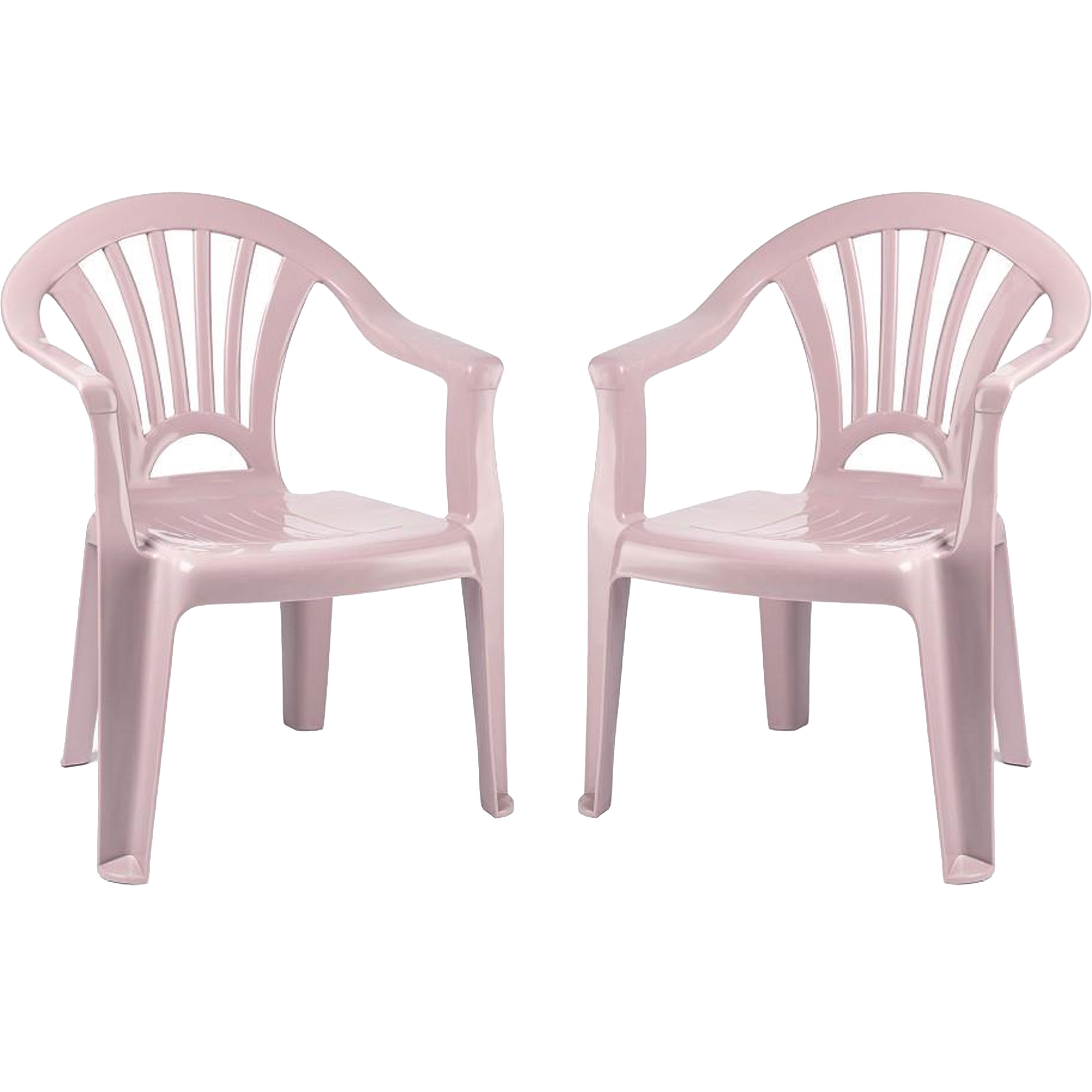 Kinderstoel 2x stuks kunststof roze 35 x 28 x 50 cm tuin-camping-slaapkamer
