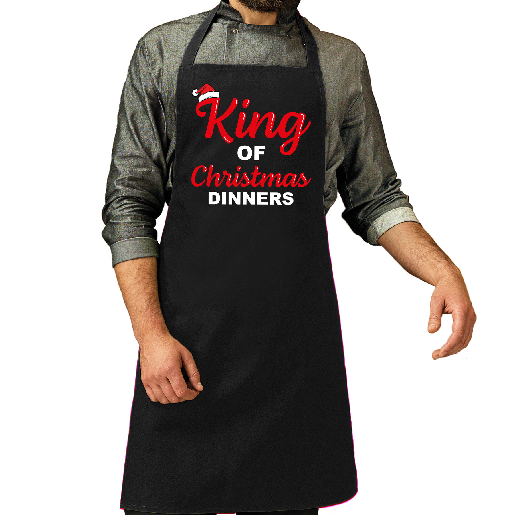 King of Christmas dinners Kerst cadeau schort zwart voor heren
