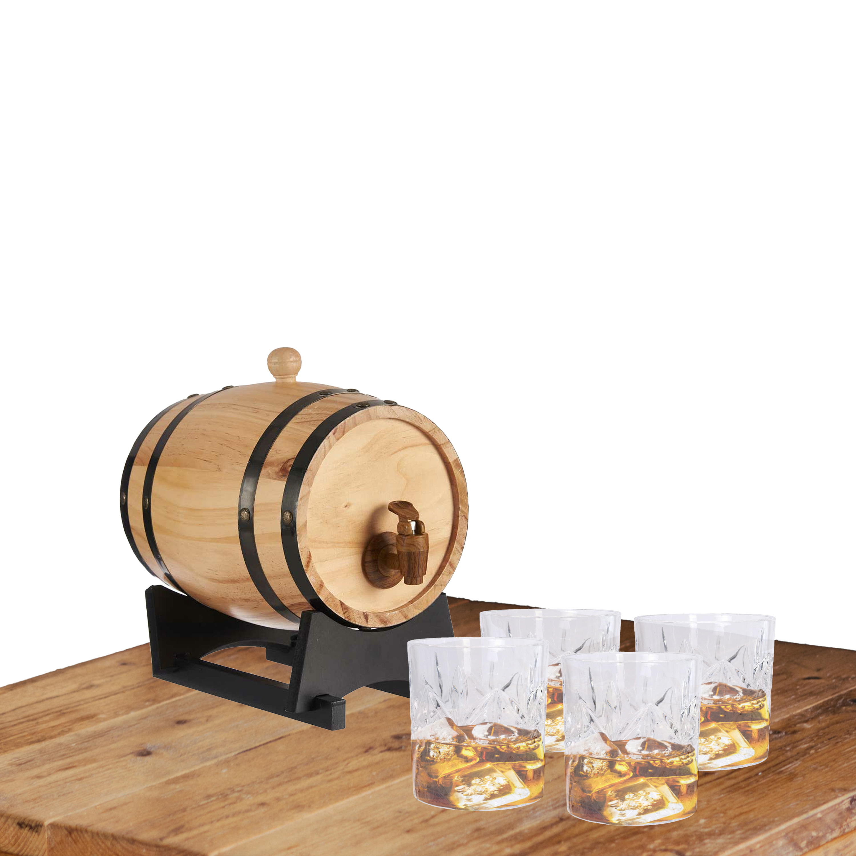 Kinvara Drank dispenser met tap 3 liter met 4x whiskey glazen 230 ml