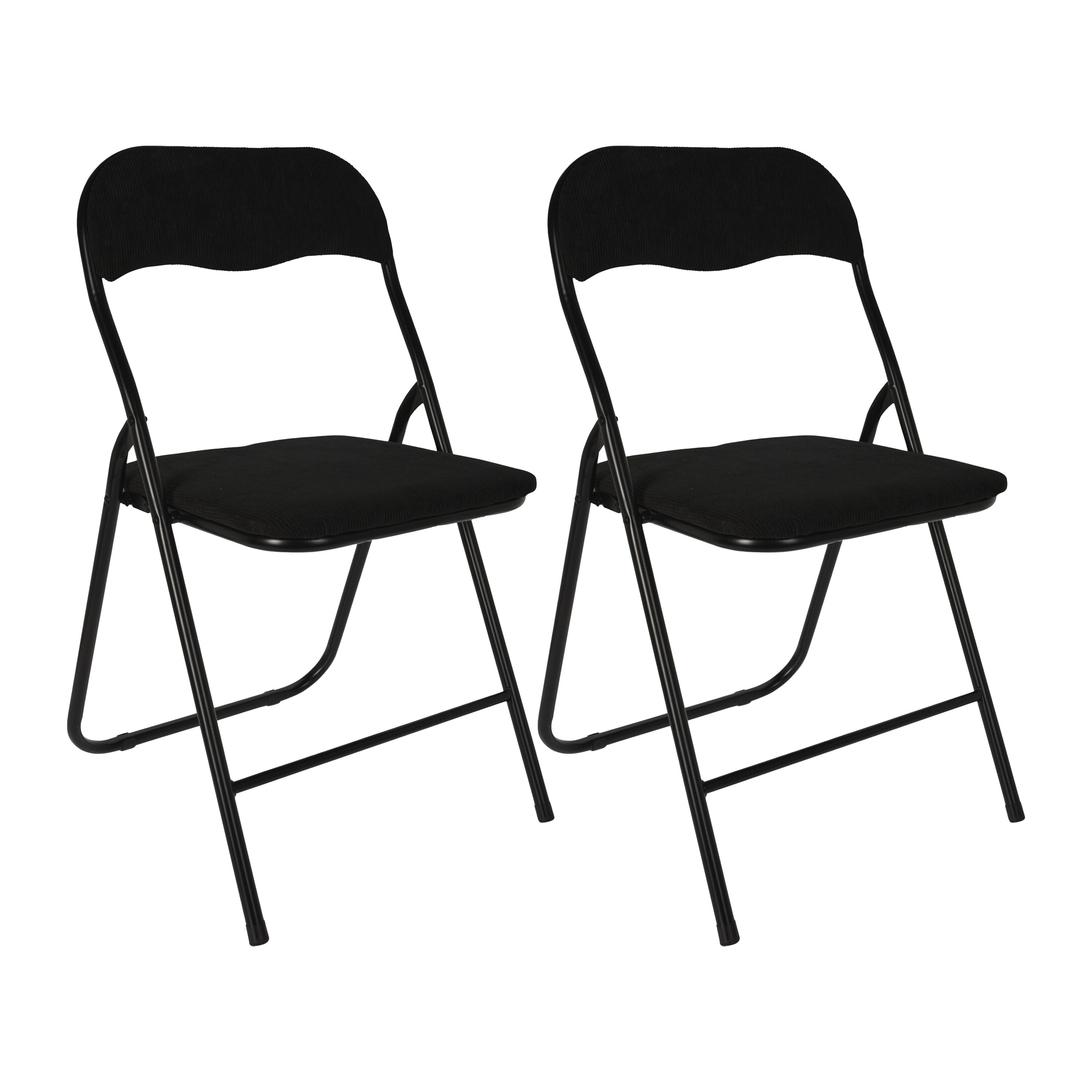 Klapstoel met ribcord zitting 2x zwart 40 x 38 x 88 cm metaal