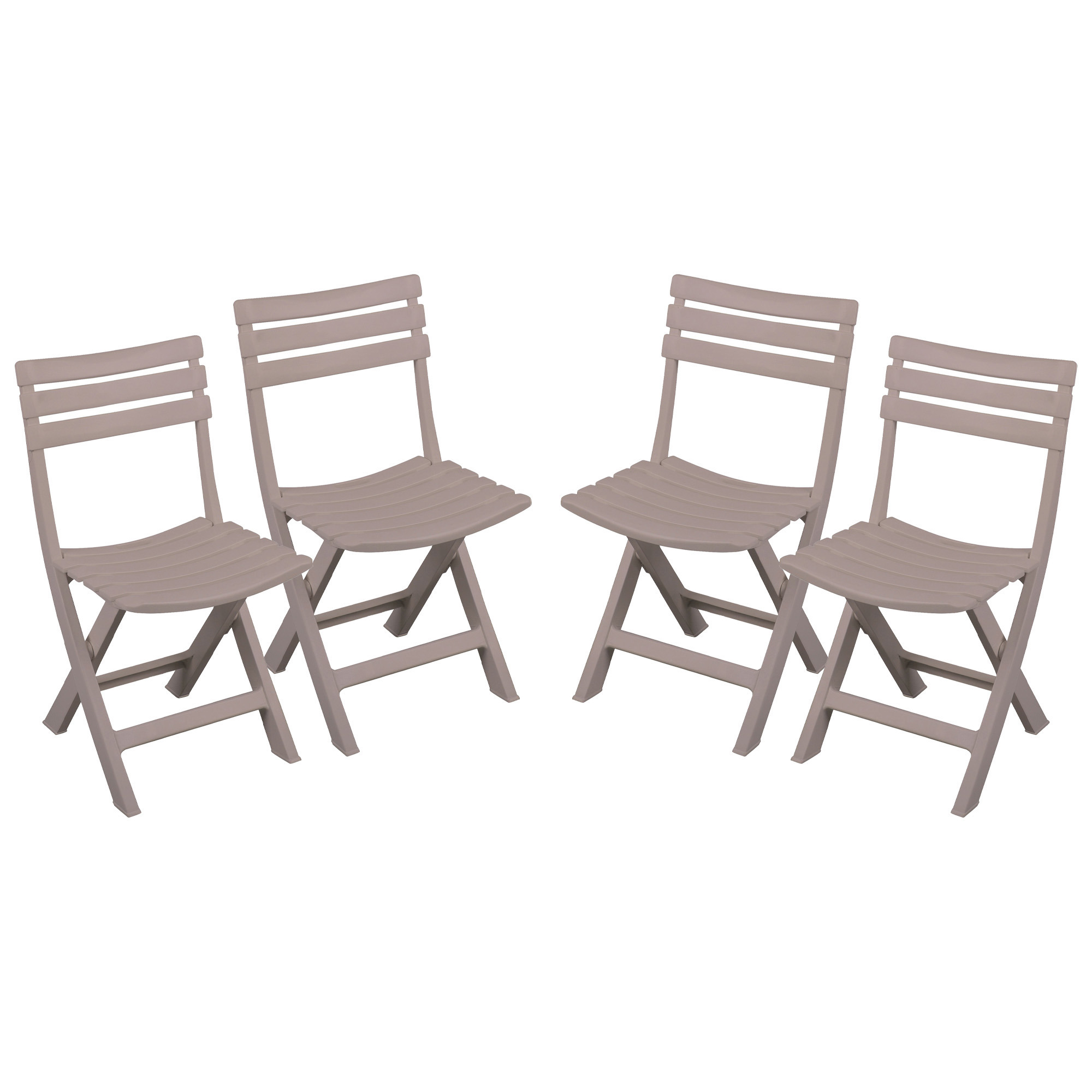 Klapstoel voor buiten-binnen 4x beige 41 x 79 cm stevig kunststof Bijzet stoelen