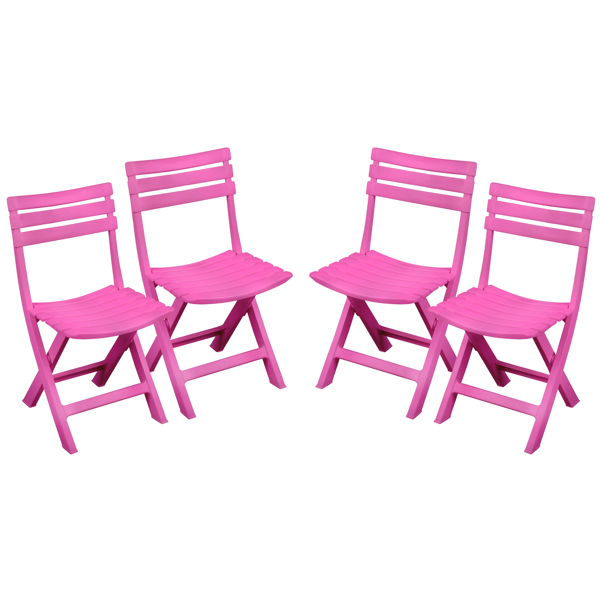 Klapstoel voor buiten-binnen 4x roze 41 x 79 cm stevig kunststof Bijzet stoelen