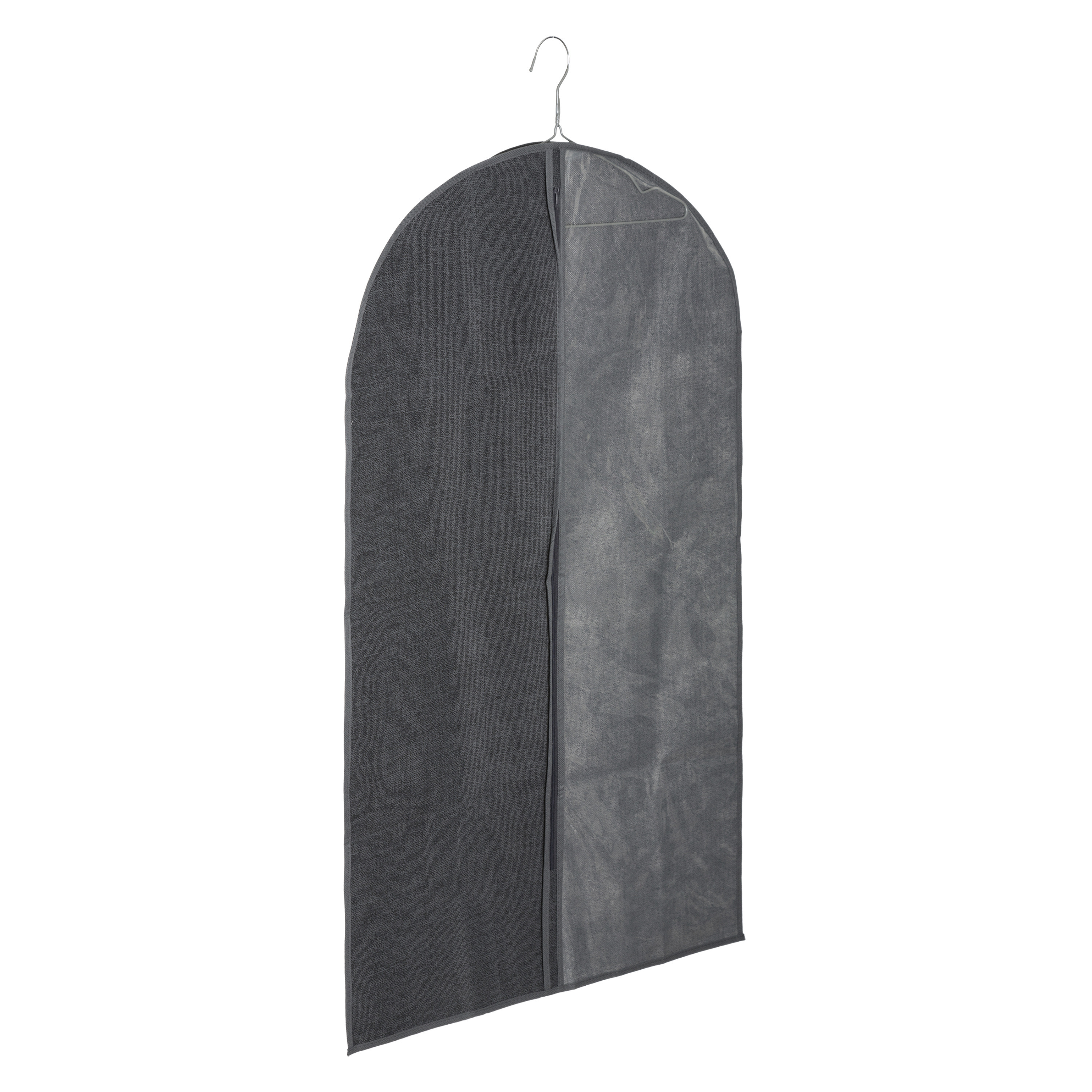 Kleding-beschermhoes linnen grijs 100 cm inclusief kledinghangers