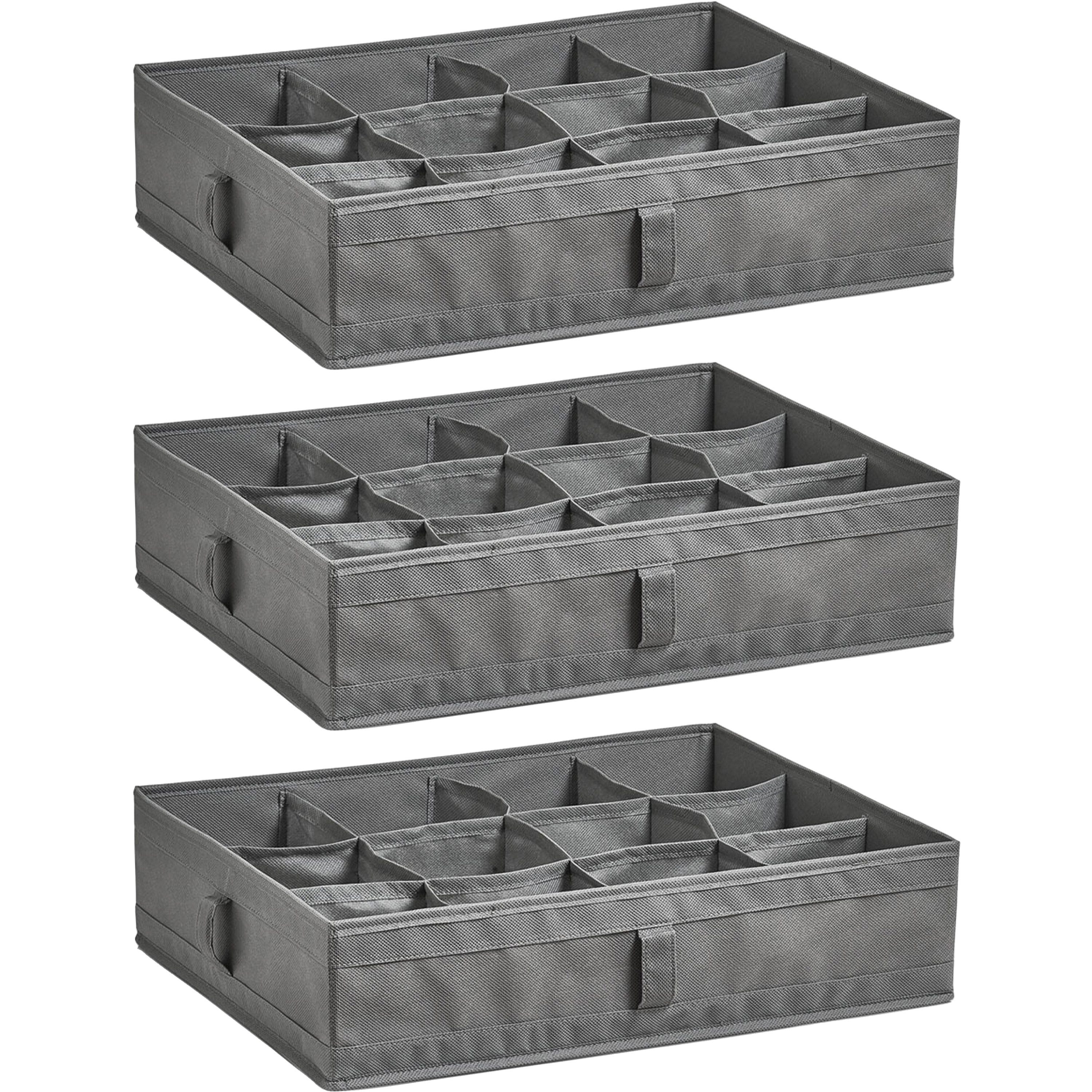 Kleding-kast organizer 3x 12 vakken grijs 44 x 34 x 11 cm polyester