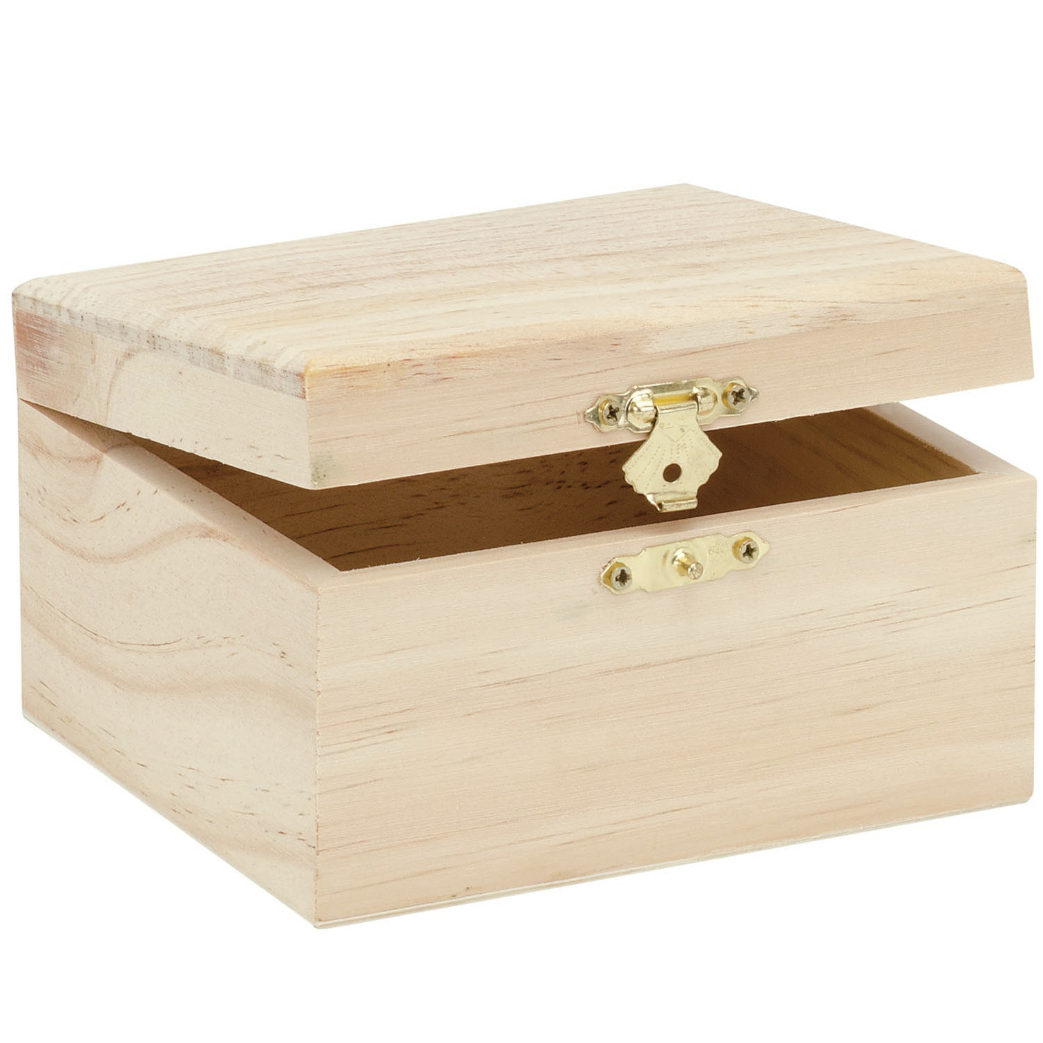 Klein houten kistje rechthoek 12.5 x 11.5 x 7.5 cm