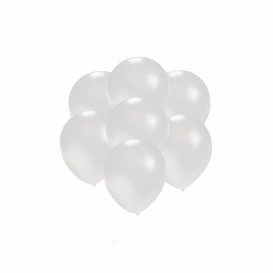 Kleine ballonnen wit metallic 100x stuks